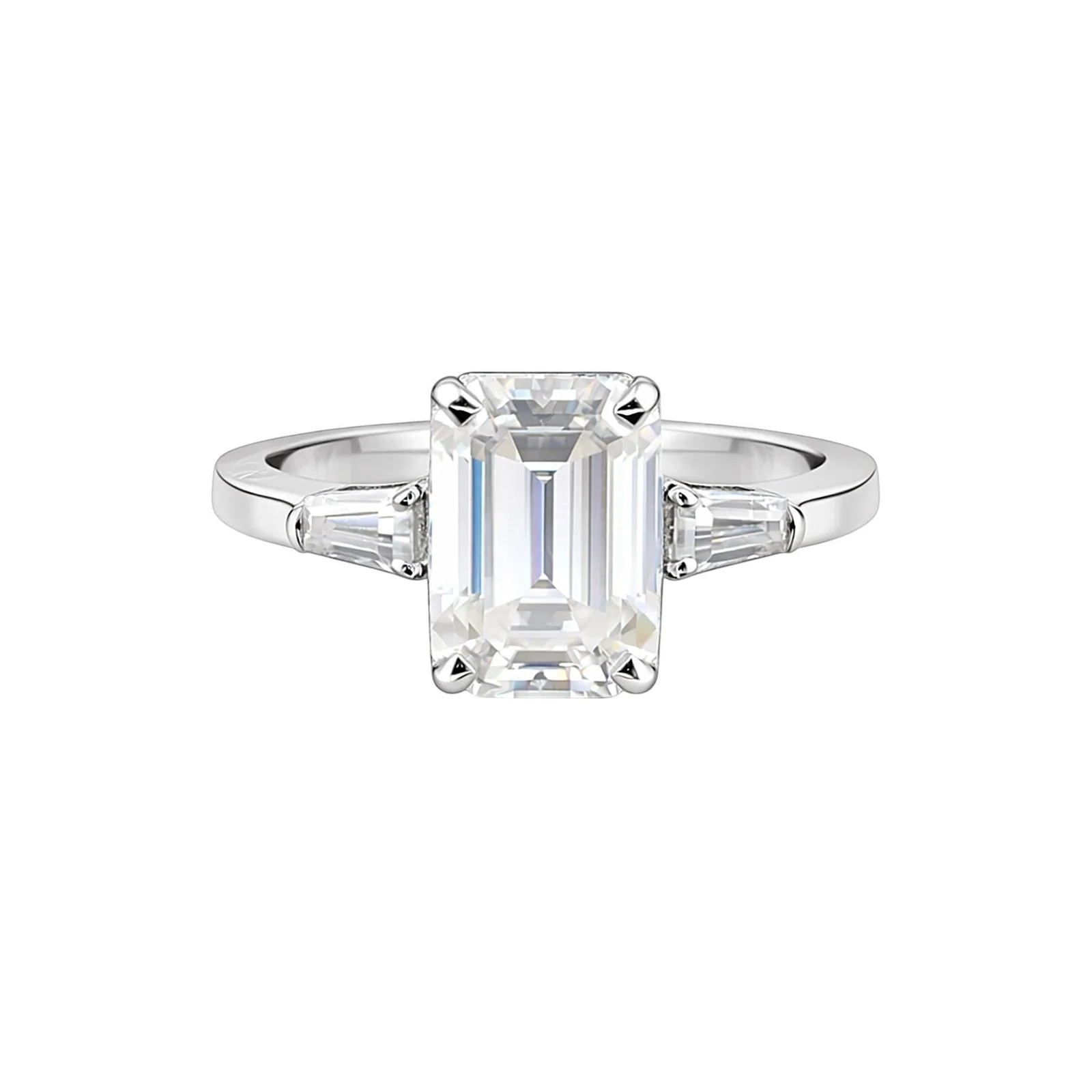 4.50 Ct Emerald Cut Moissanite Ring — VS1 Clarity, 18k Gold Vermeil