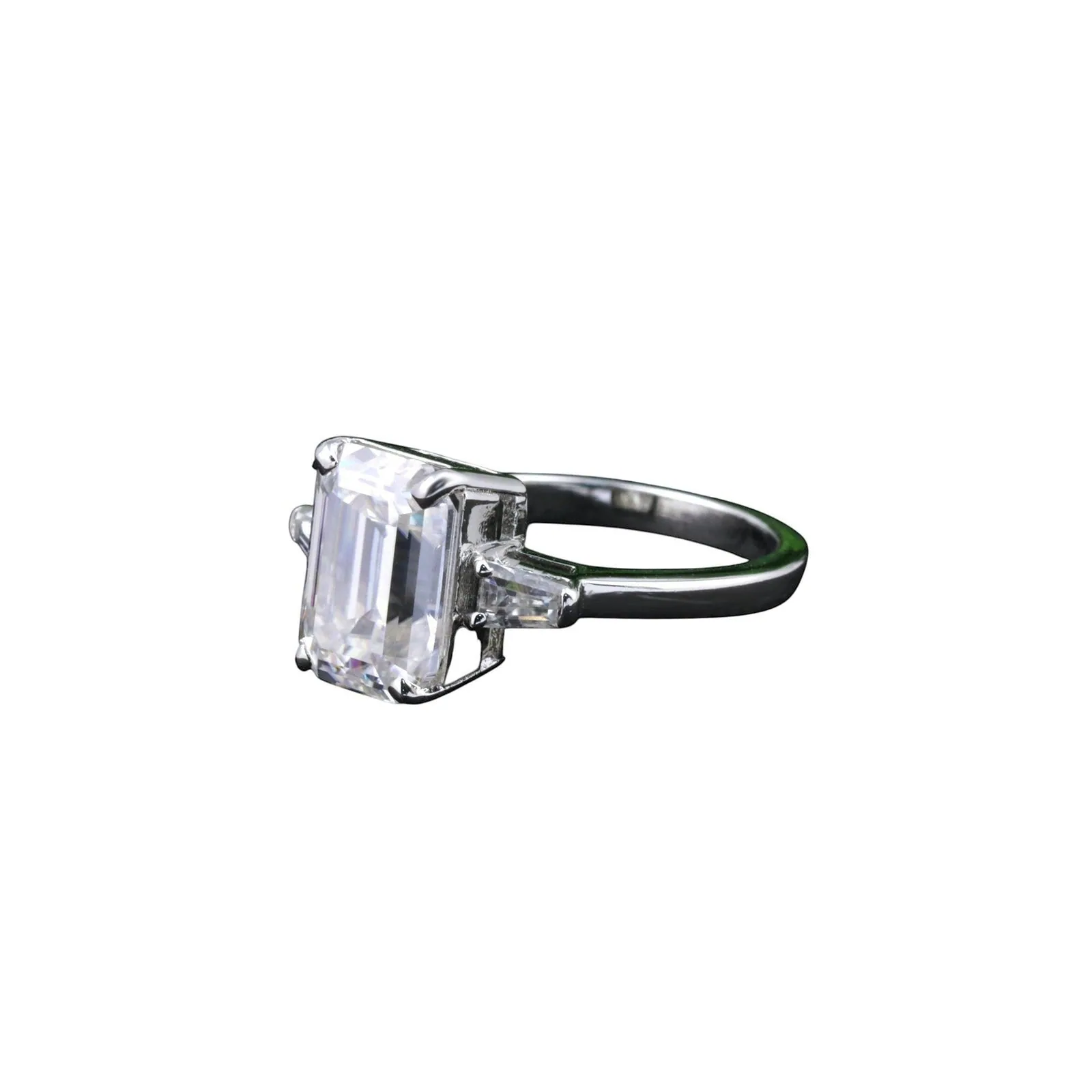 4.50 Ct Emerald Cut Moissanite Ring — VS1 Clarity, 18k Gold Vermeil - view 6