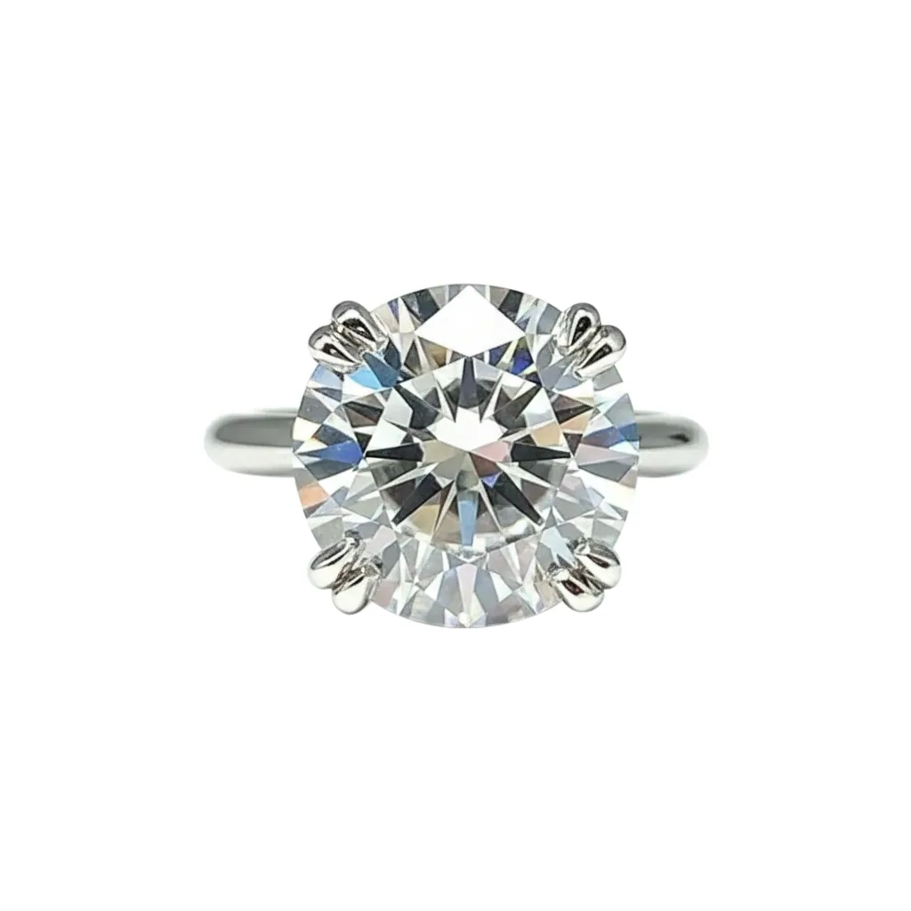 6.65ct DEW White Moissanite Round Solitaire Ring