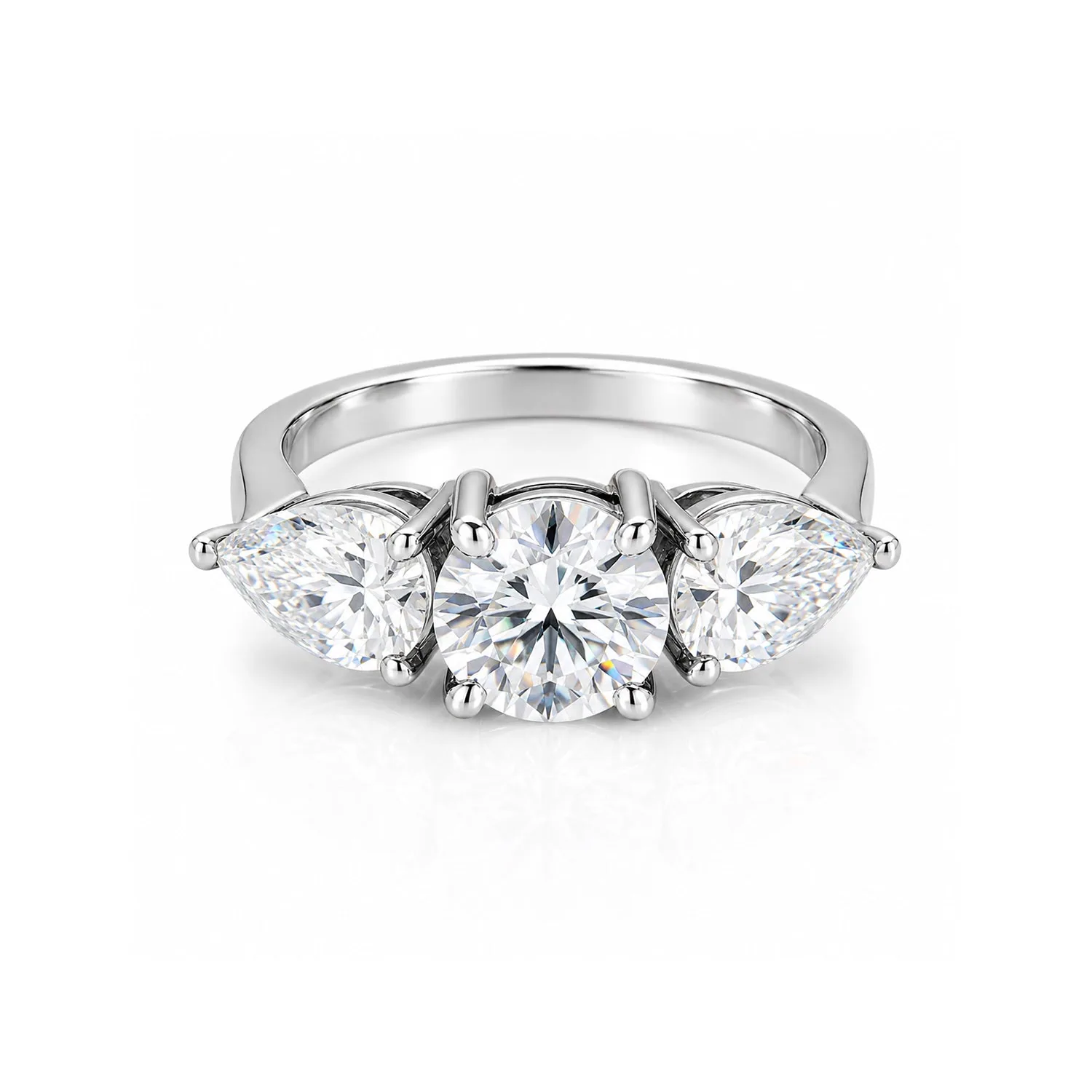 2.70 ct DEW Certified Round Cut Off White Moissanite Ring – Summer Proposal 18K Gold Plated