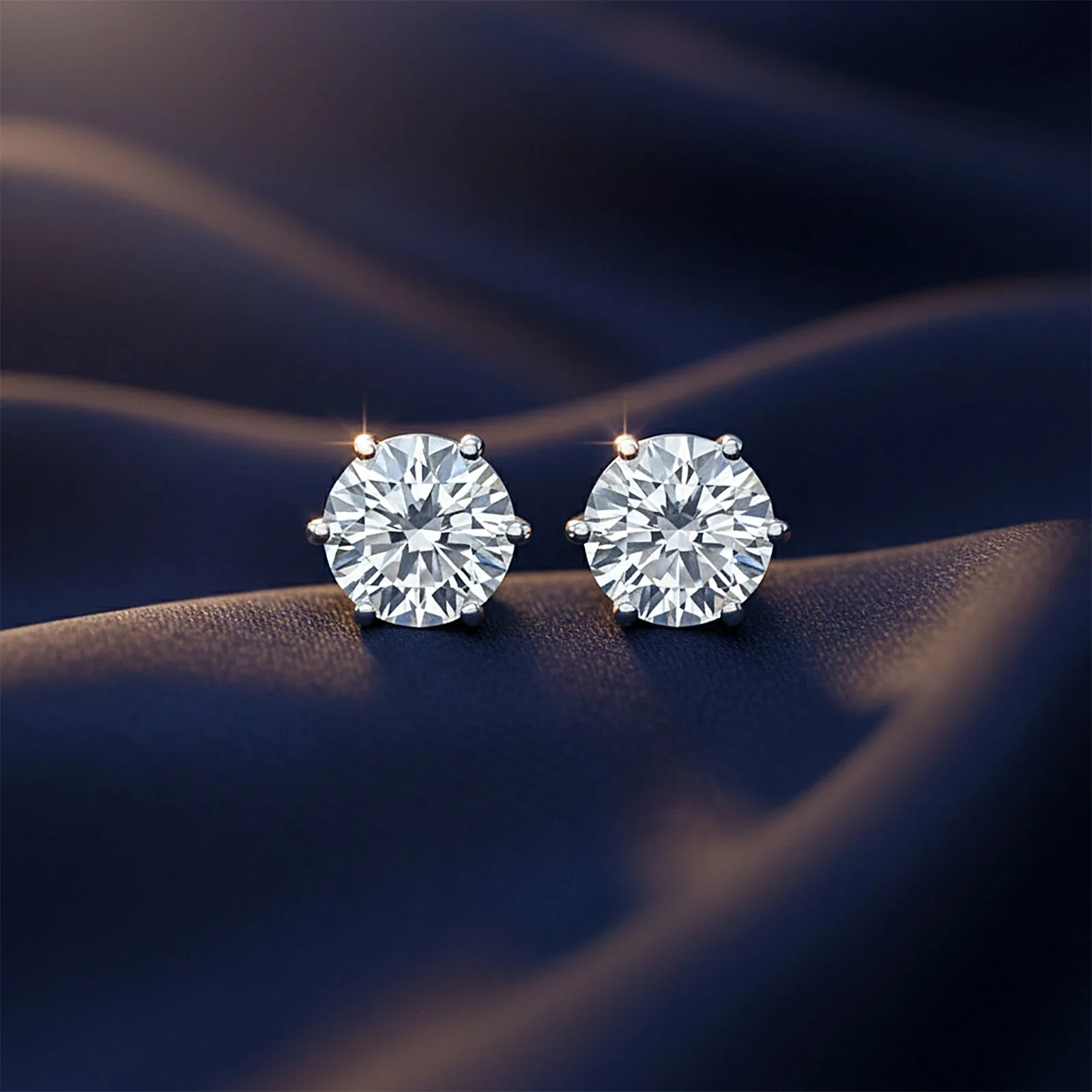 10.00ct DEW White Moissanite Round Stud Earrings - view 4