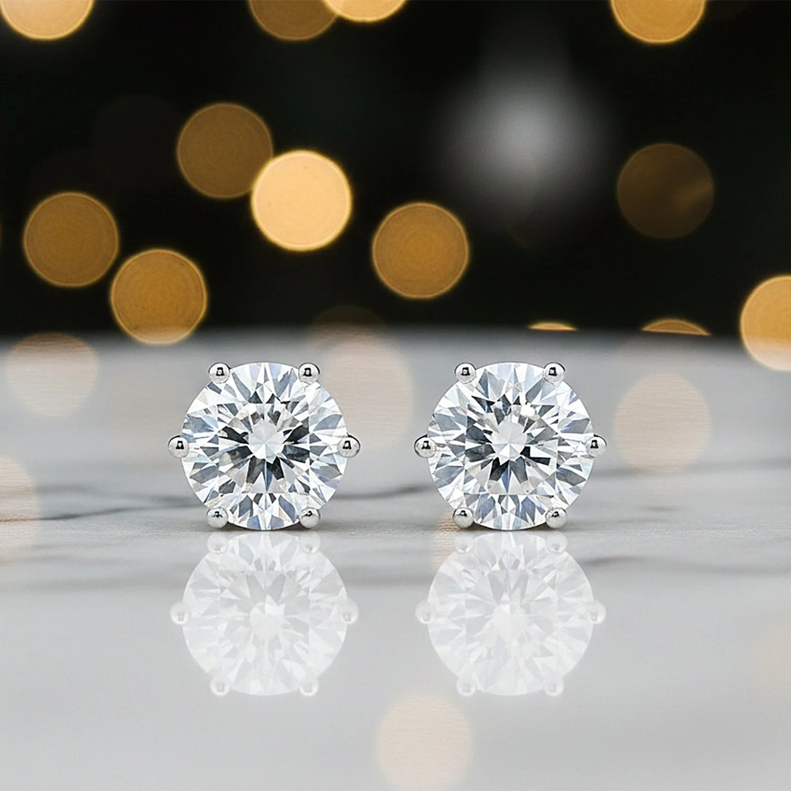 10.00ct DEW White Moissanite Round Stud Earrings - view 6