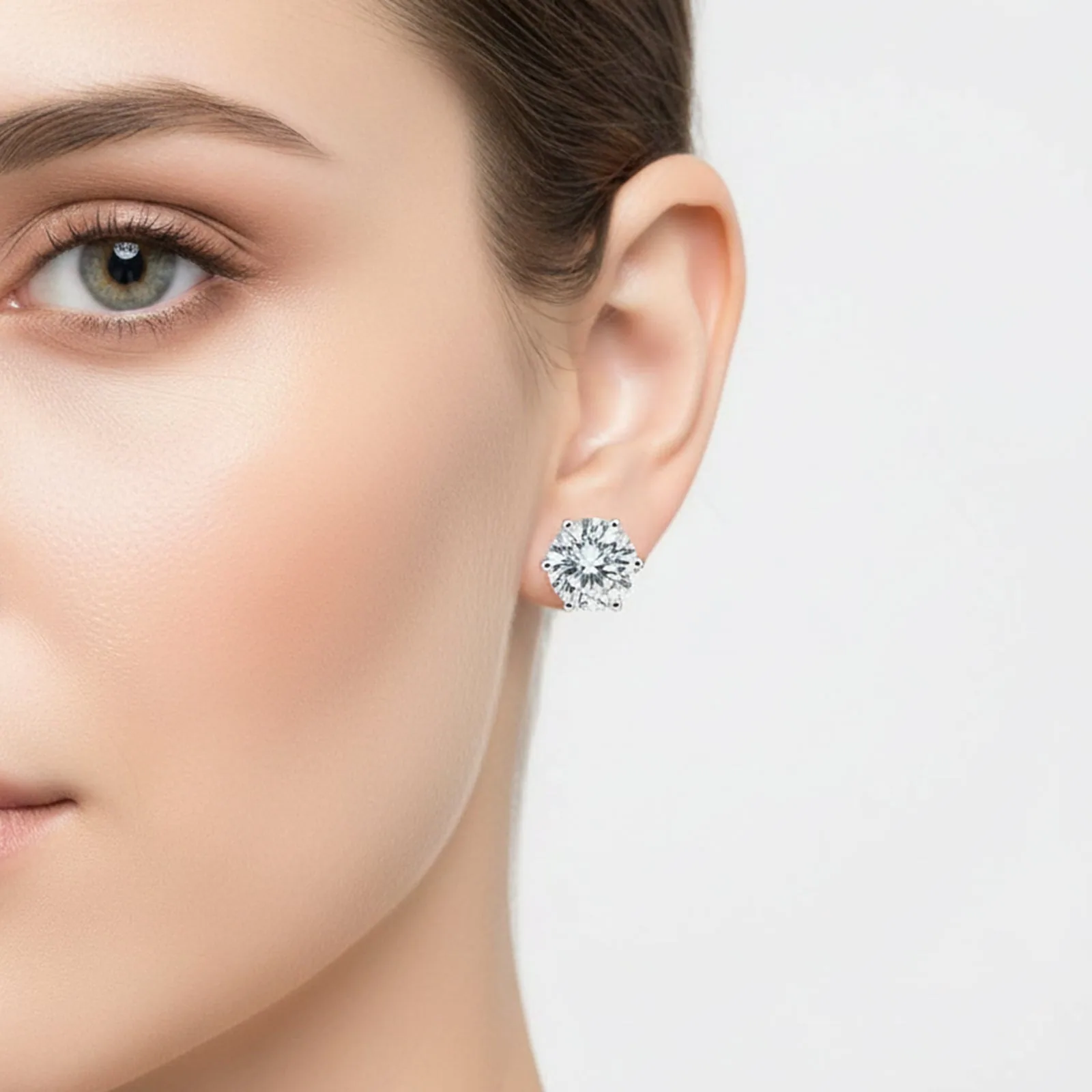 10.00ct DEW White Moissanite Round Stud Earrings - view 2