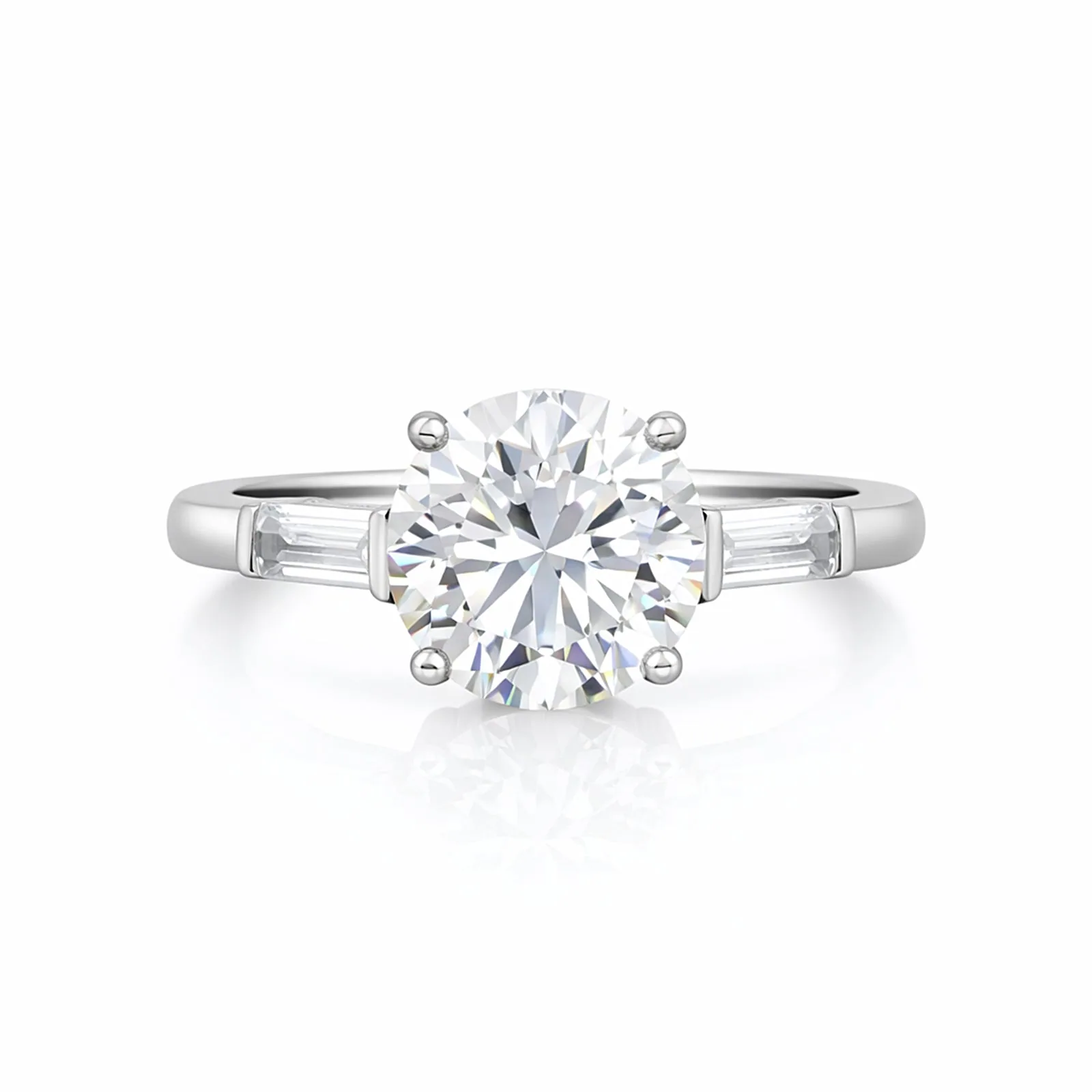 Certified 3.50 ct DEW Round Cut White Moissanite Solitaire Engagement Ring – 18K Gold Vermeil