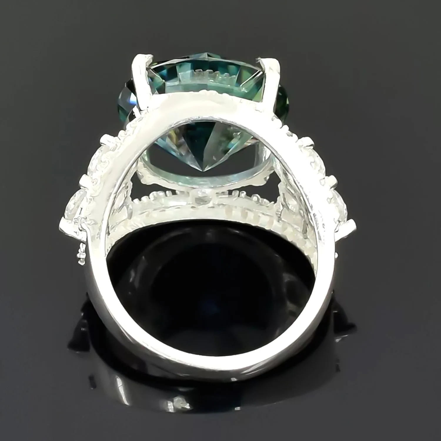 16.10 ct DEW Blue Moissanite Solitaire Ring Elegant Festival Gift for Her – 18K Gold Vermeil - view 5