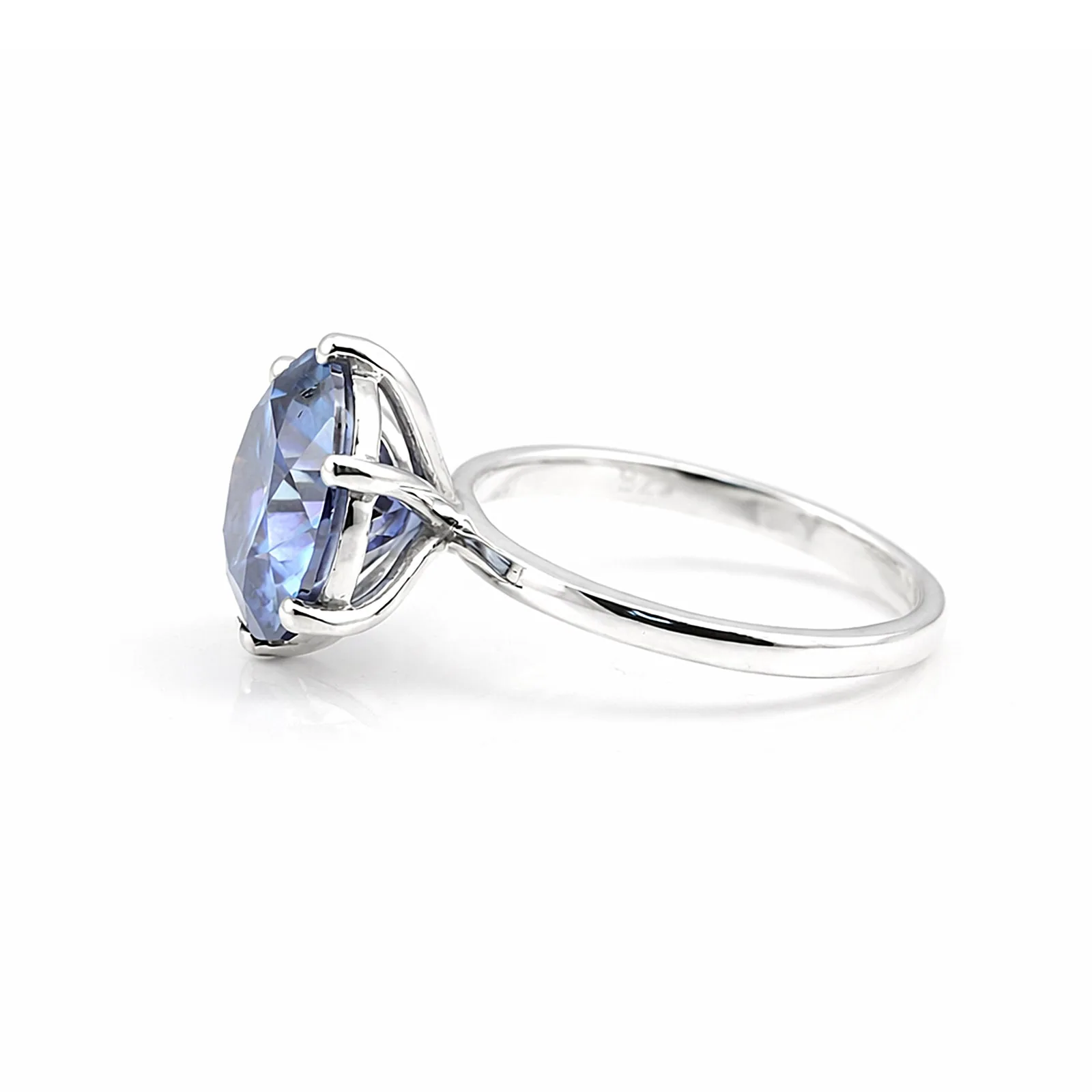 2.75ct DEW Blue Moissanite Round Solitaire Ring - view 4