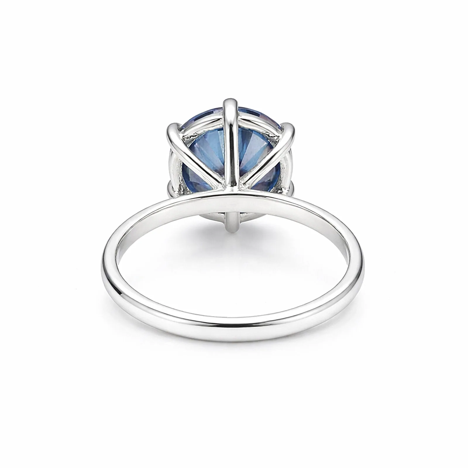 2.75ct DEW Blue Moissanite Round Solitaire Ring - view 5