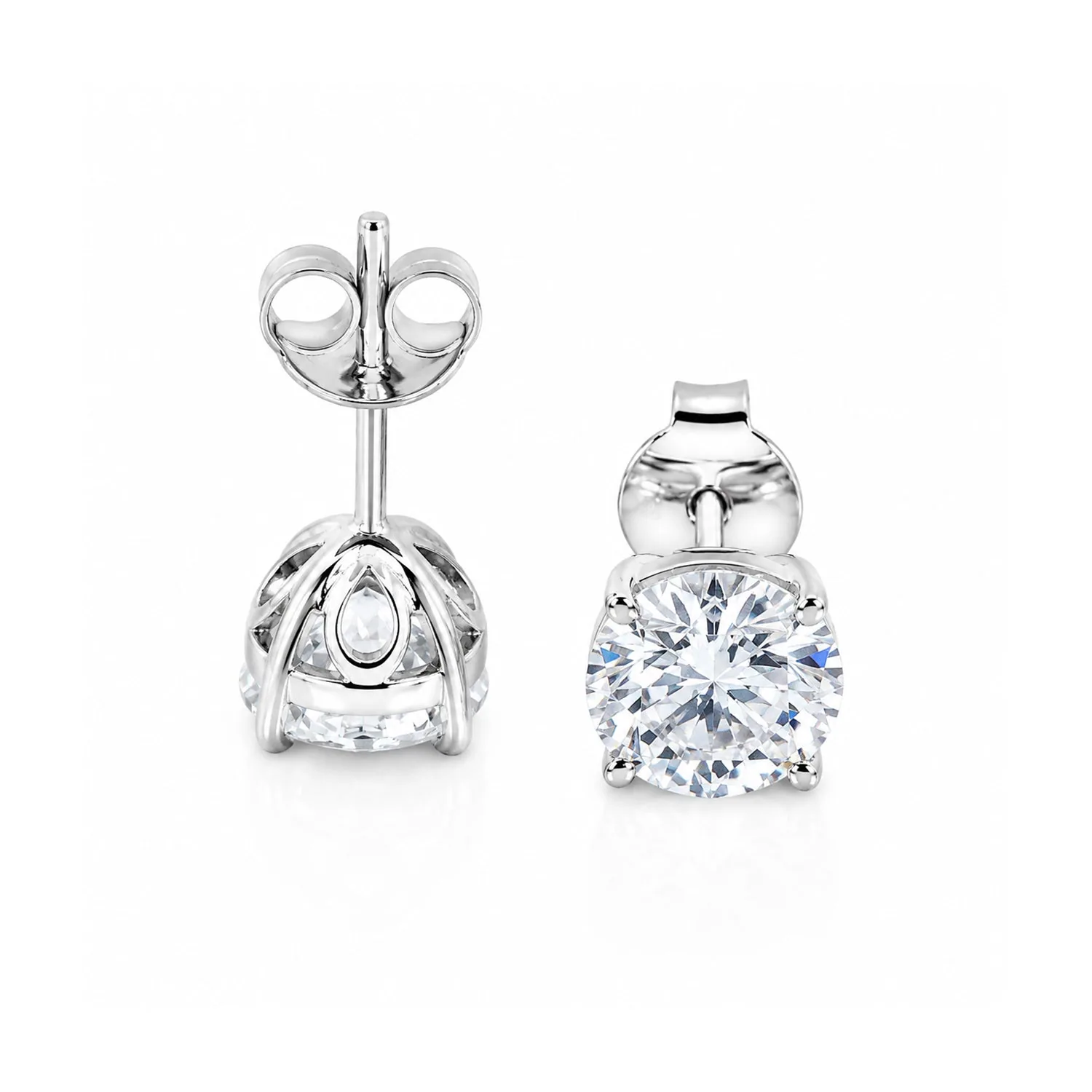 4.00 ct DEW White Moissanite Stud Earrings In Vermeil 925 Silver Wedding Gift