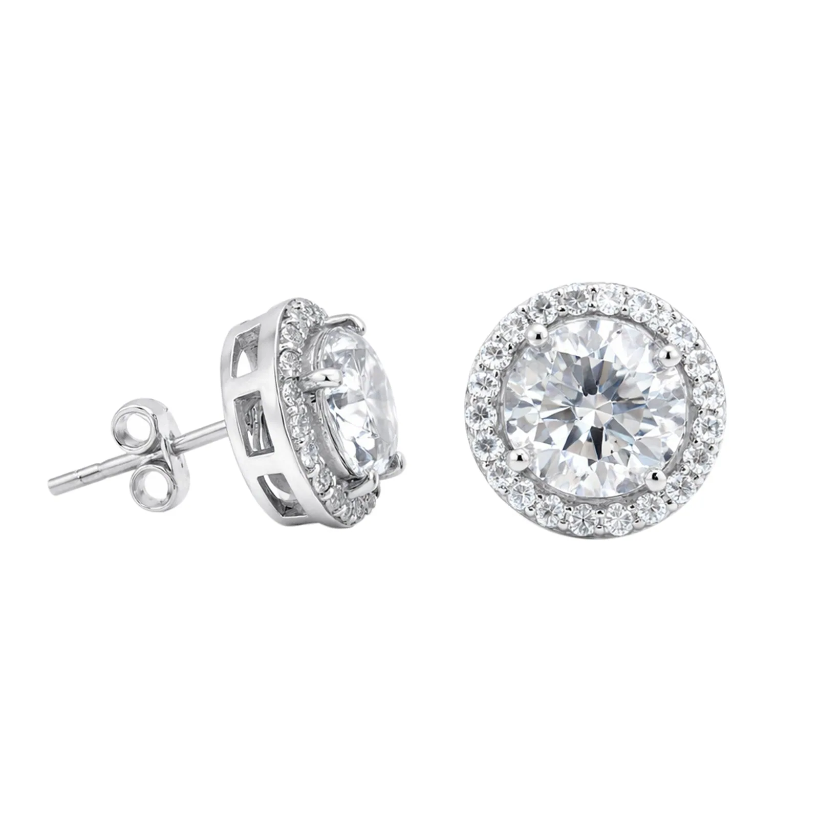 4.20 ct DEW Certified White Moissanite Stud Earrings In Vermeil 925 Silver Gift