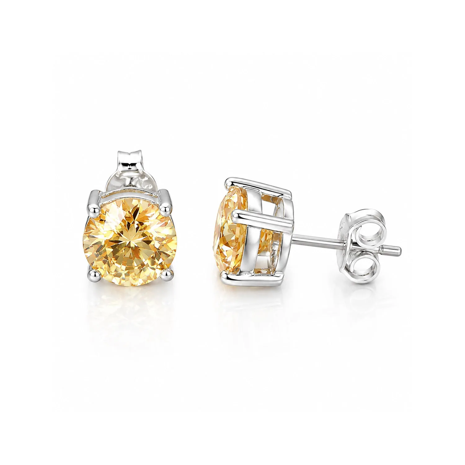 4.40 ct DEW Champagne Moissanite Stud Earrings Gold Vermeil – Wedding Gift Jewelry