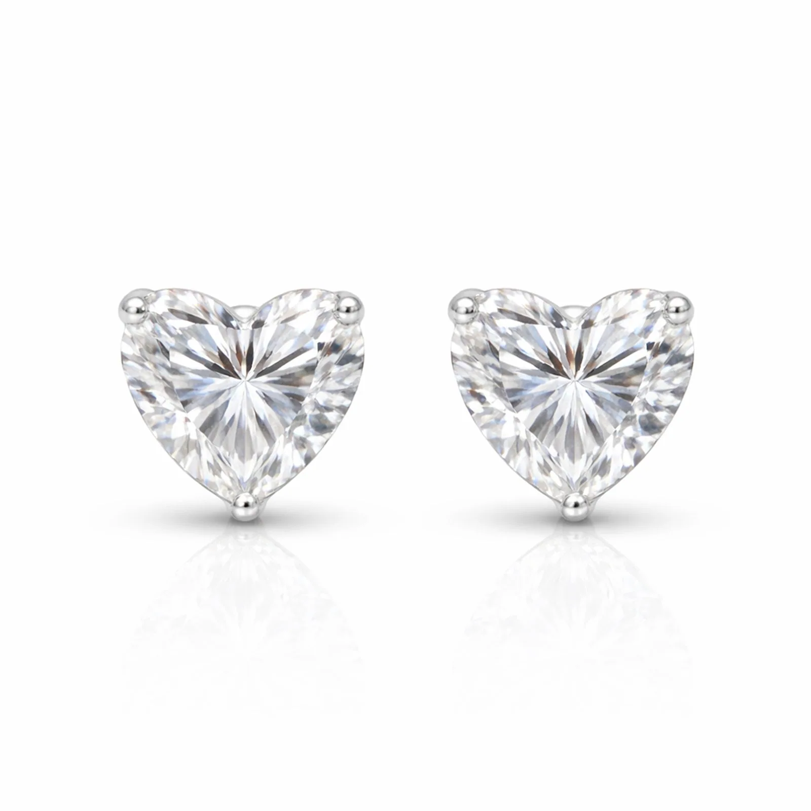 2.60 ct DEW Certified Treated White Moissanite Solitaire Studs Great Shine – 18K Gold Vermeil - view 4