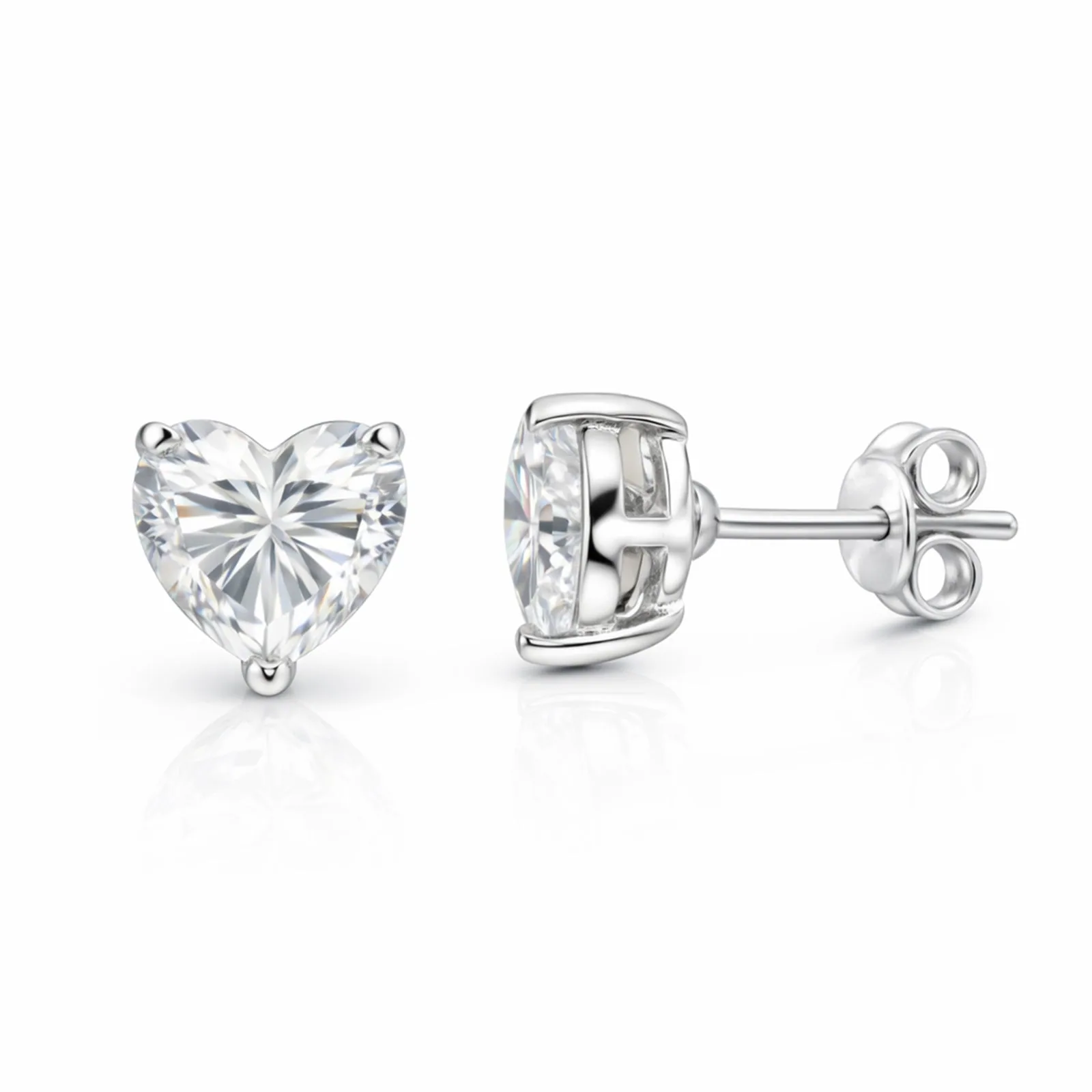 2.60 ct DEW Certified Treated White Moissanite Solitaire Studs Great Shine – 18K Gold Vermeil