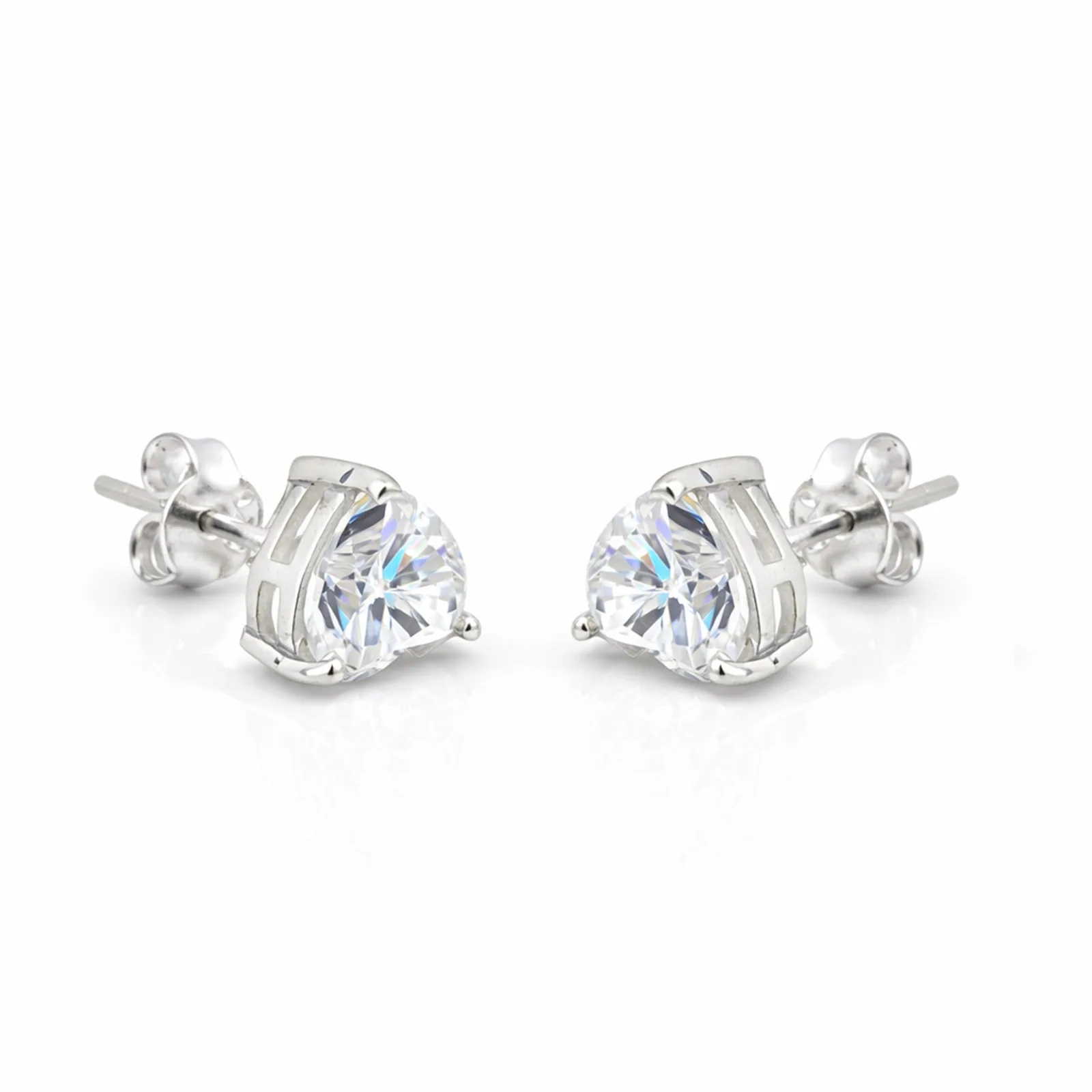 2.60 ct DEW Certified Treated White Moissanite Solitaire Studs Great Shine – 18K Gold Vermeil - view 5
