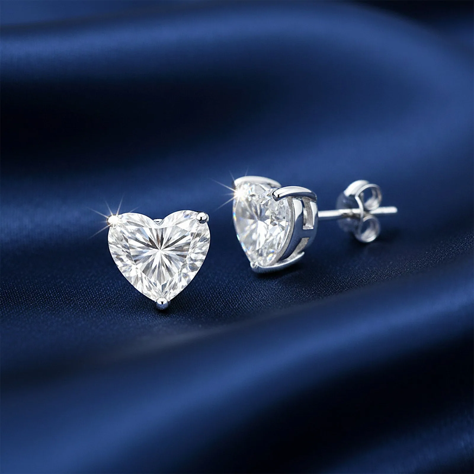 2.60 ct DEW Certified Treated White Moissanite Solitaire Studs Great Shine – 18K Gold Vermeil - view 6