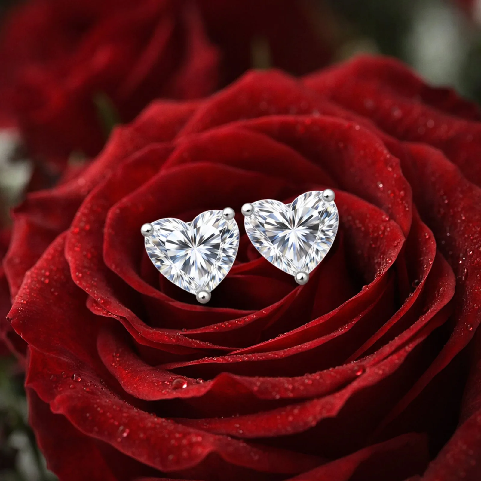 2.60 ct DEW Certified Treated White Moissanite Solitaire Studs Great Shine – 18K Gold Vermeil - view 2