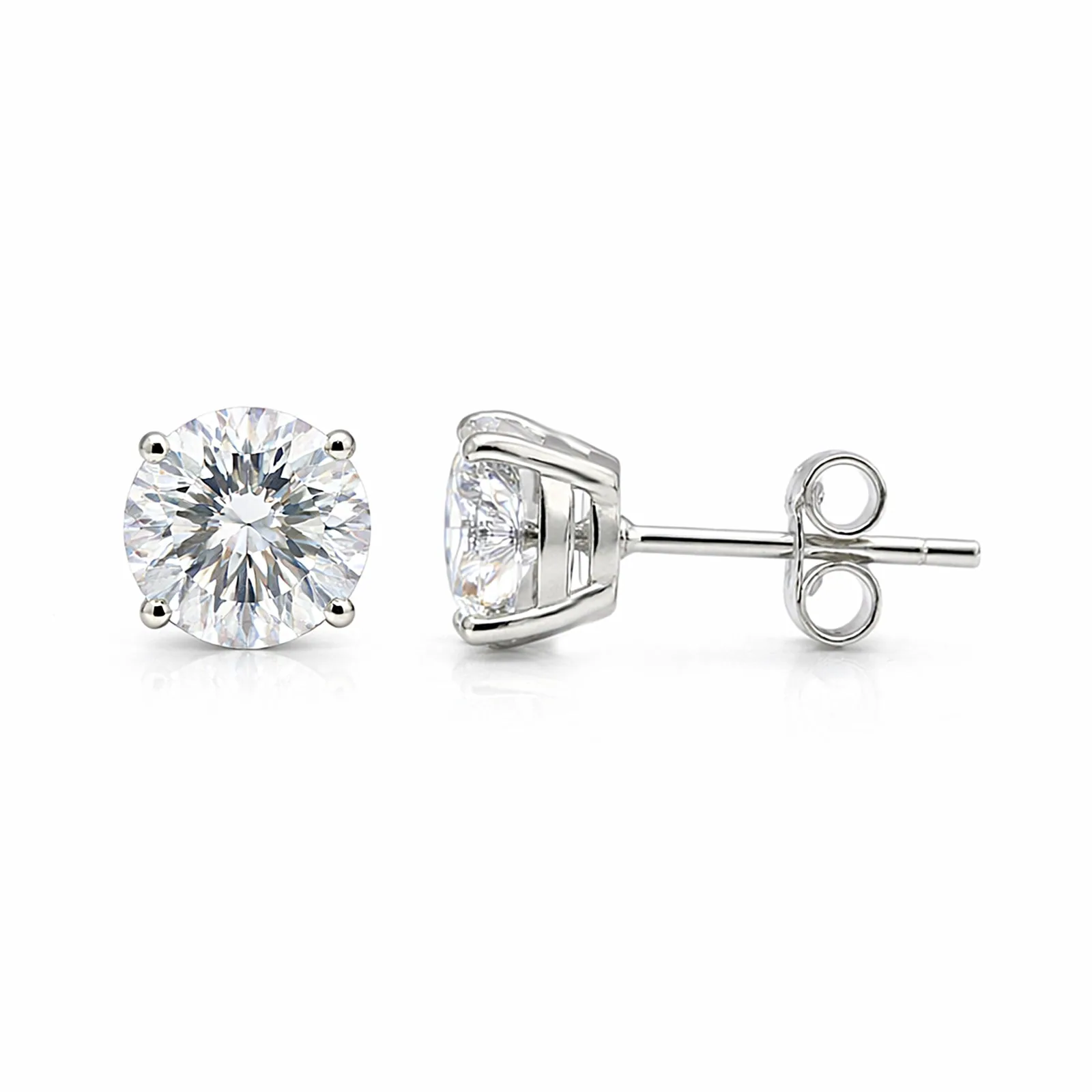 2.80 Ct Round Cut Moissanite Stud Earrings — VS1 Clarity, 18k Gold Vermeil