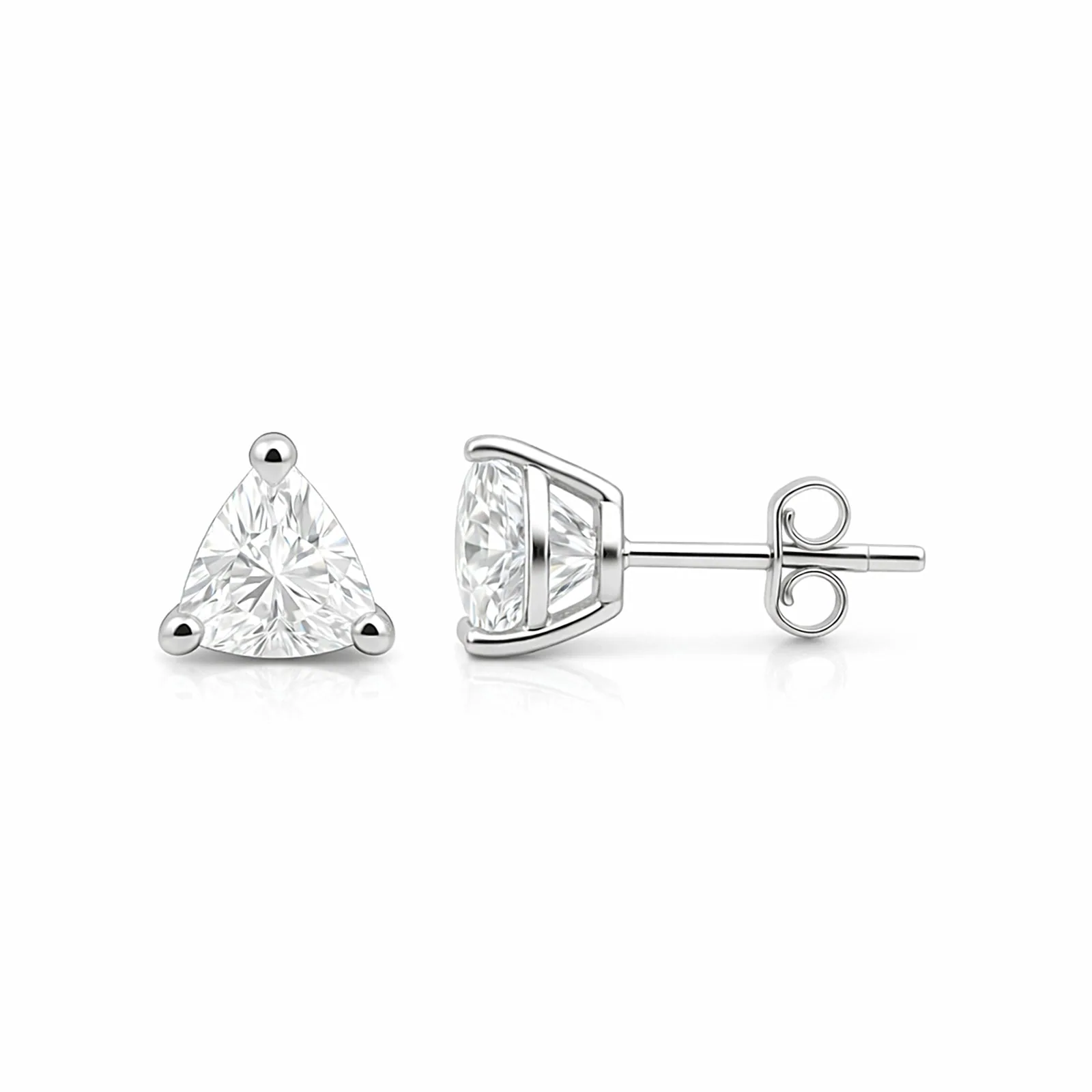 2 Ct Trillion Cut Moissanite Stud Earrings — VS1 Clarity, 18k Gold Vermeil