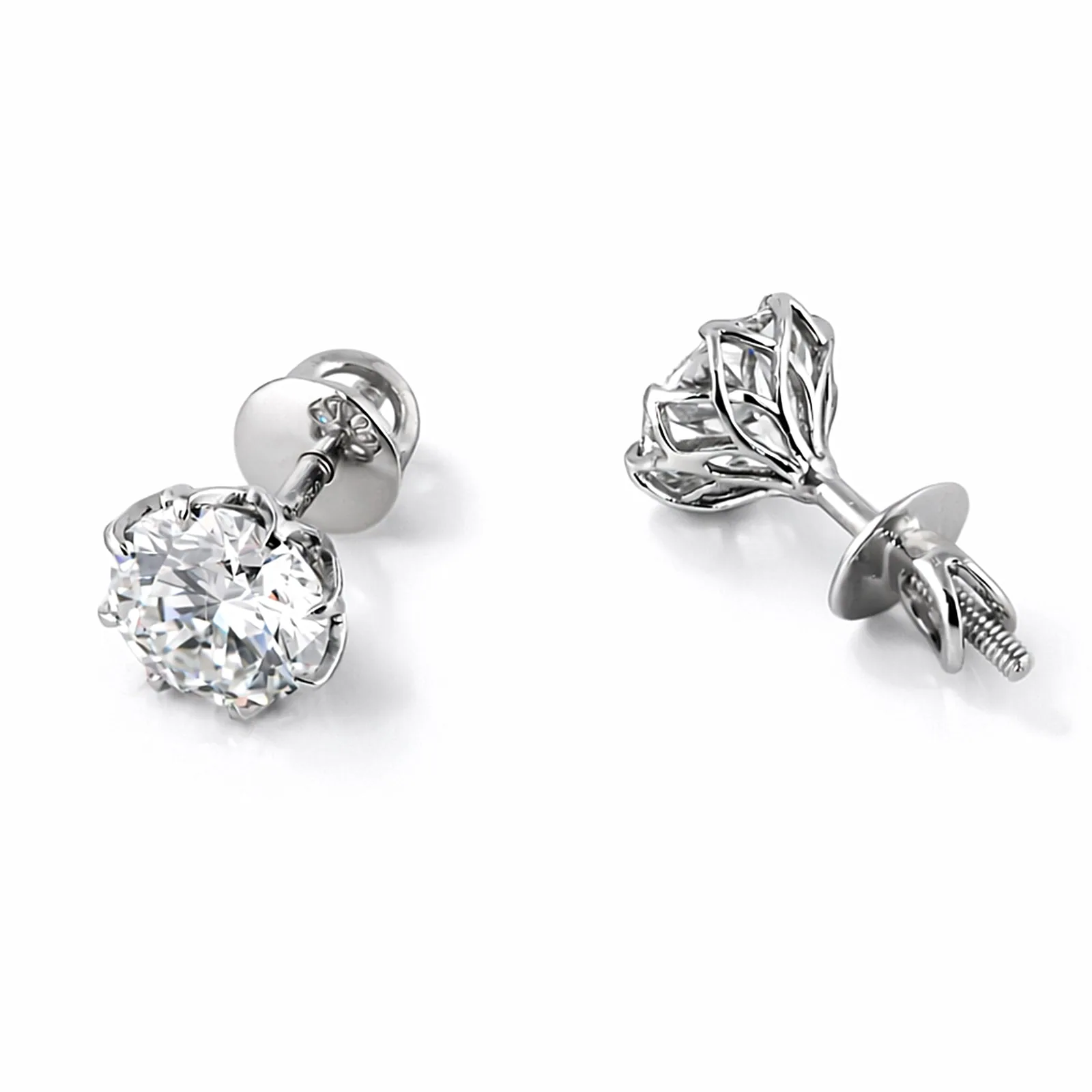 2 Carat Round Moissanite Solitaire Studs