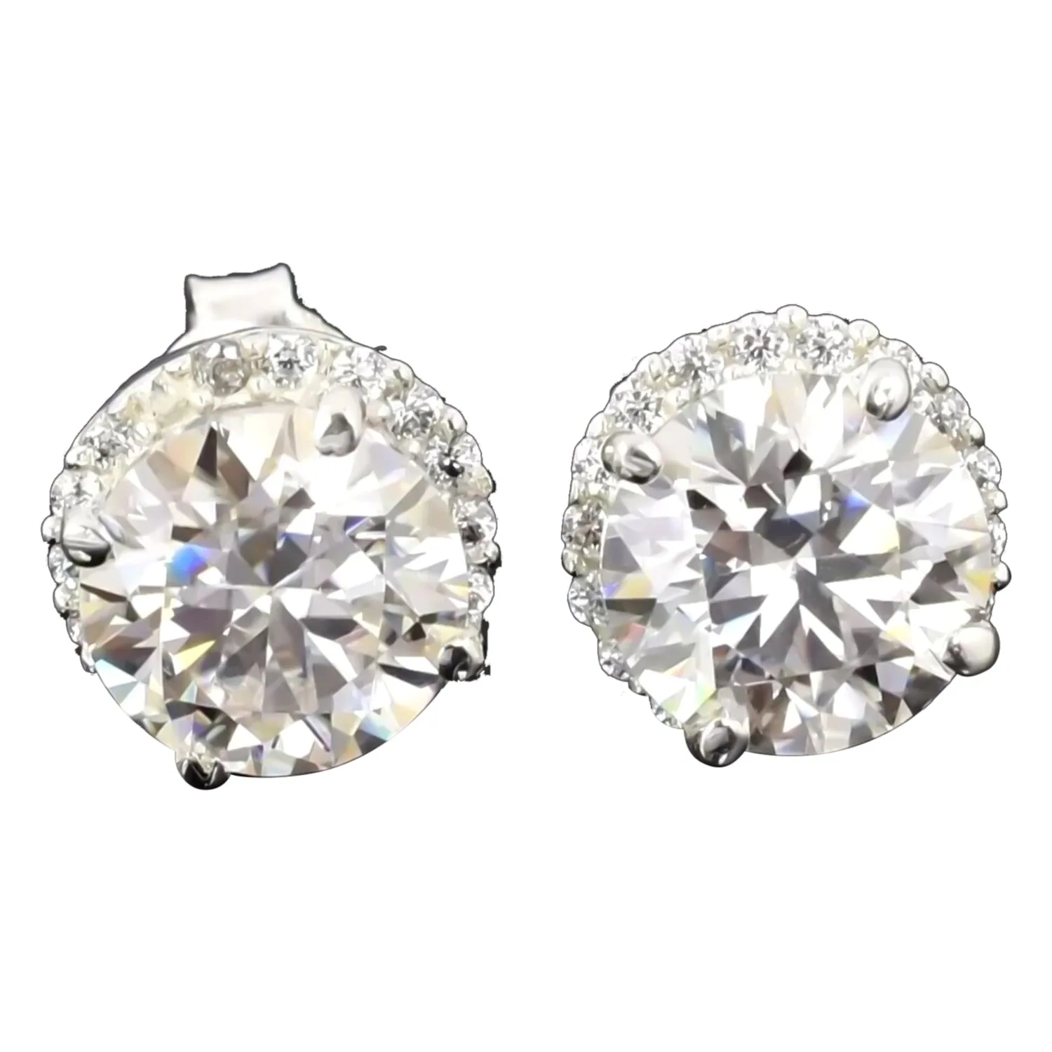 5.50 ct DEW Round Cut Off-White Moissanite Stud Gold Vermeil Certified Great Luster