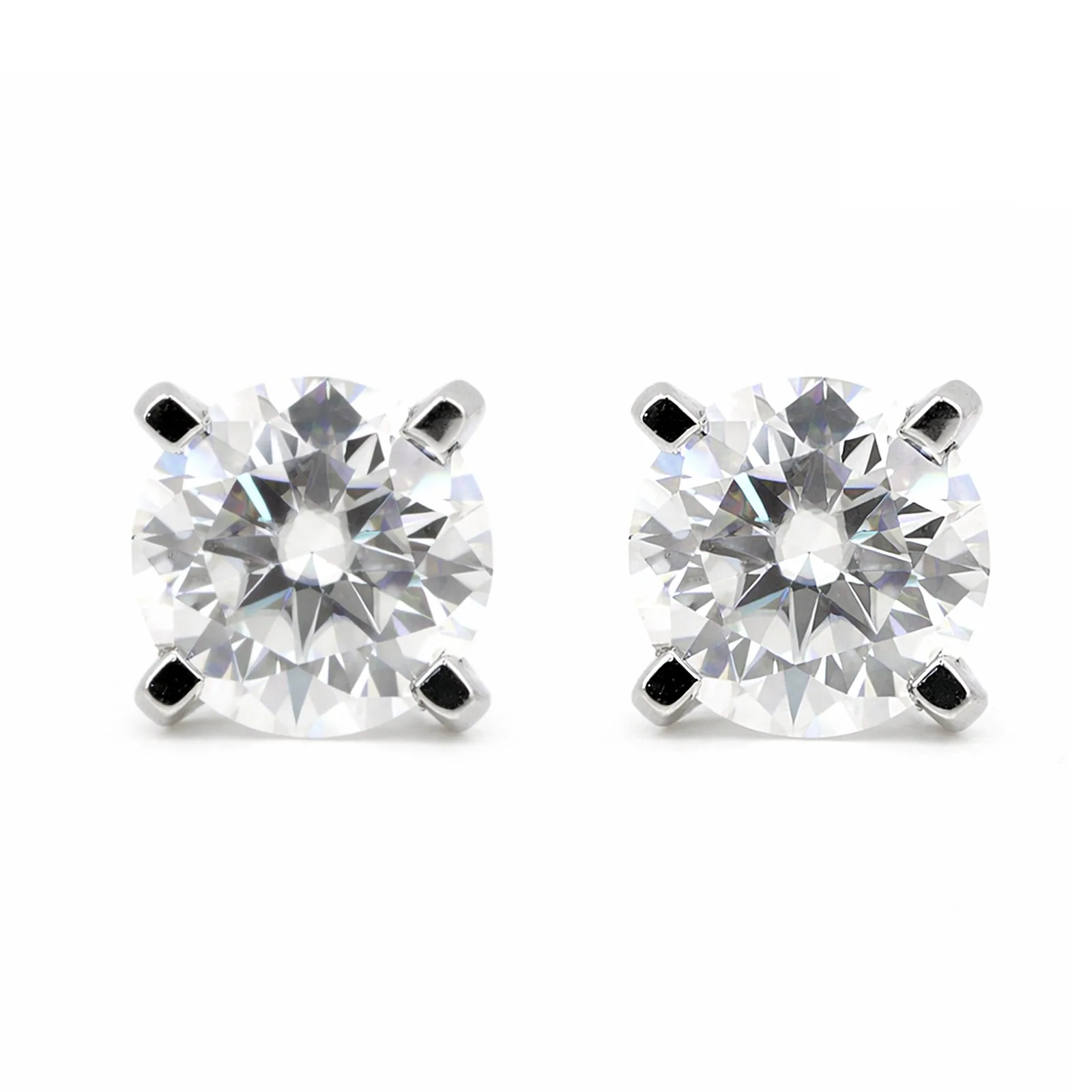 2.10 Ct Round Cut Moissanite Stud Earrings — VS1 Clarity, 18k Gold Vermeil