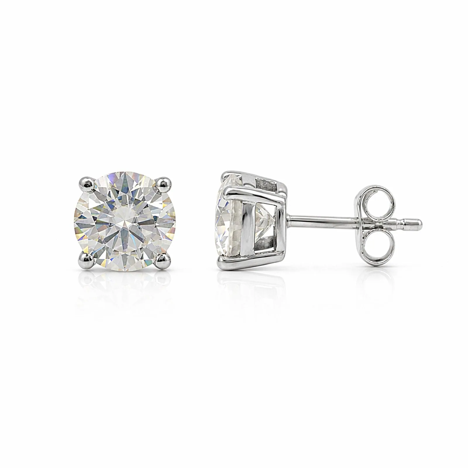2.40 Ct Round Cut Moissanite Stud Earrings — VS1 Clarity, 18k Gold Vermeil
