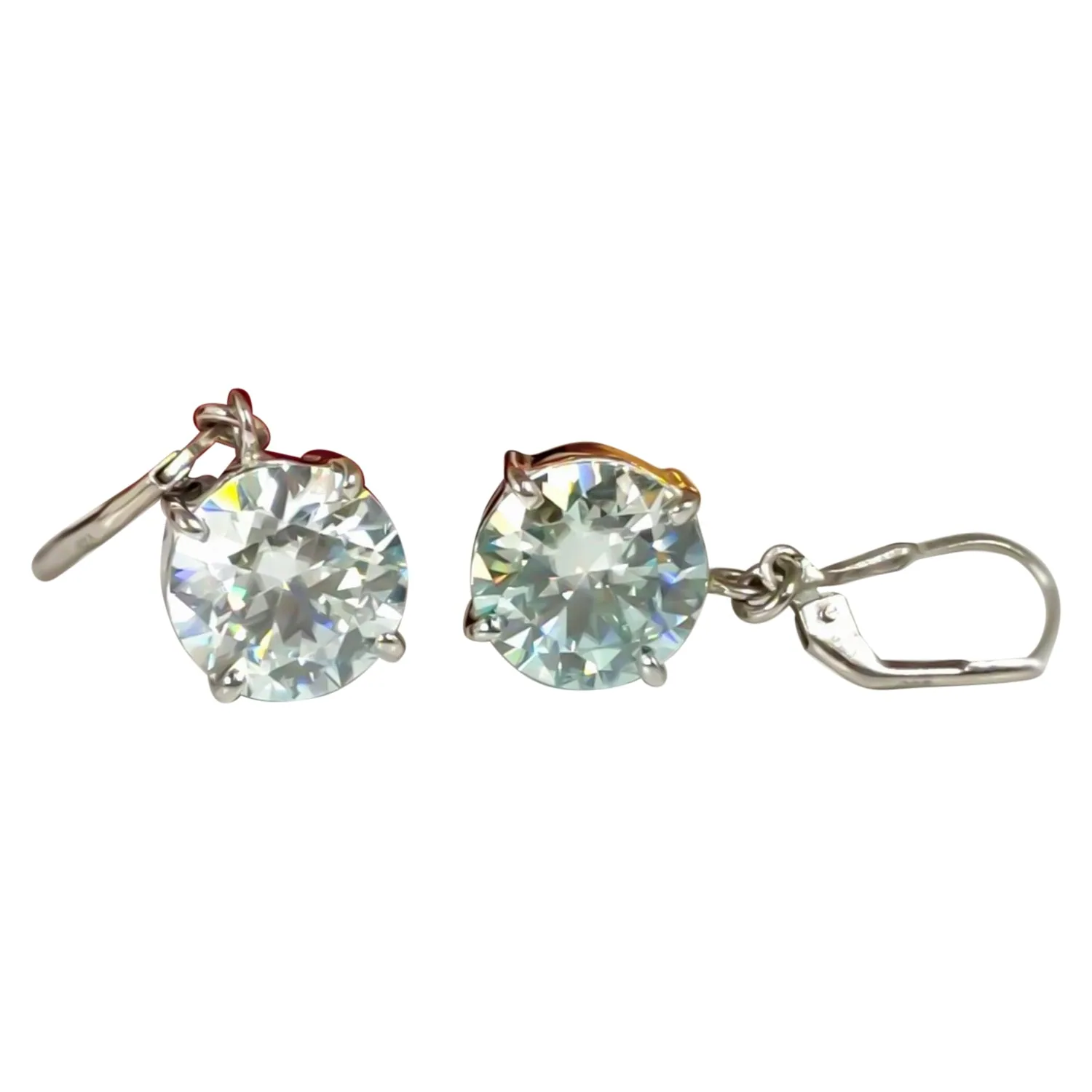 8 ct DEW Treated White Moissanite Dangler Earrings Gold Vermeil Certified Jewelry