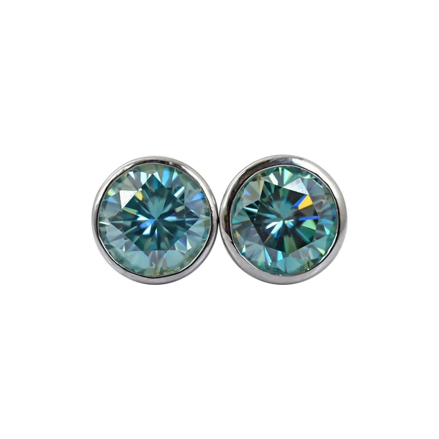 5 ct DEW Blue Treated Moissanite Stud Earrings Gold Vermeil Certified Unique Shine