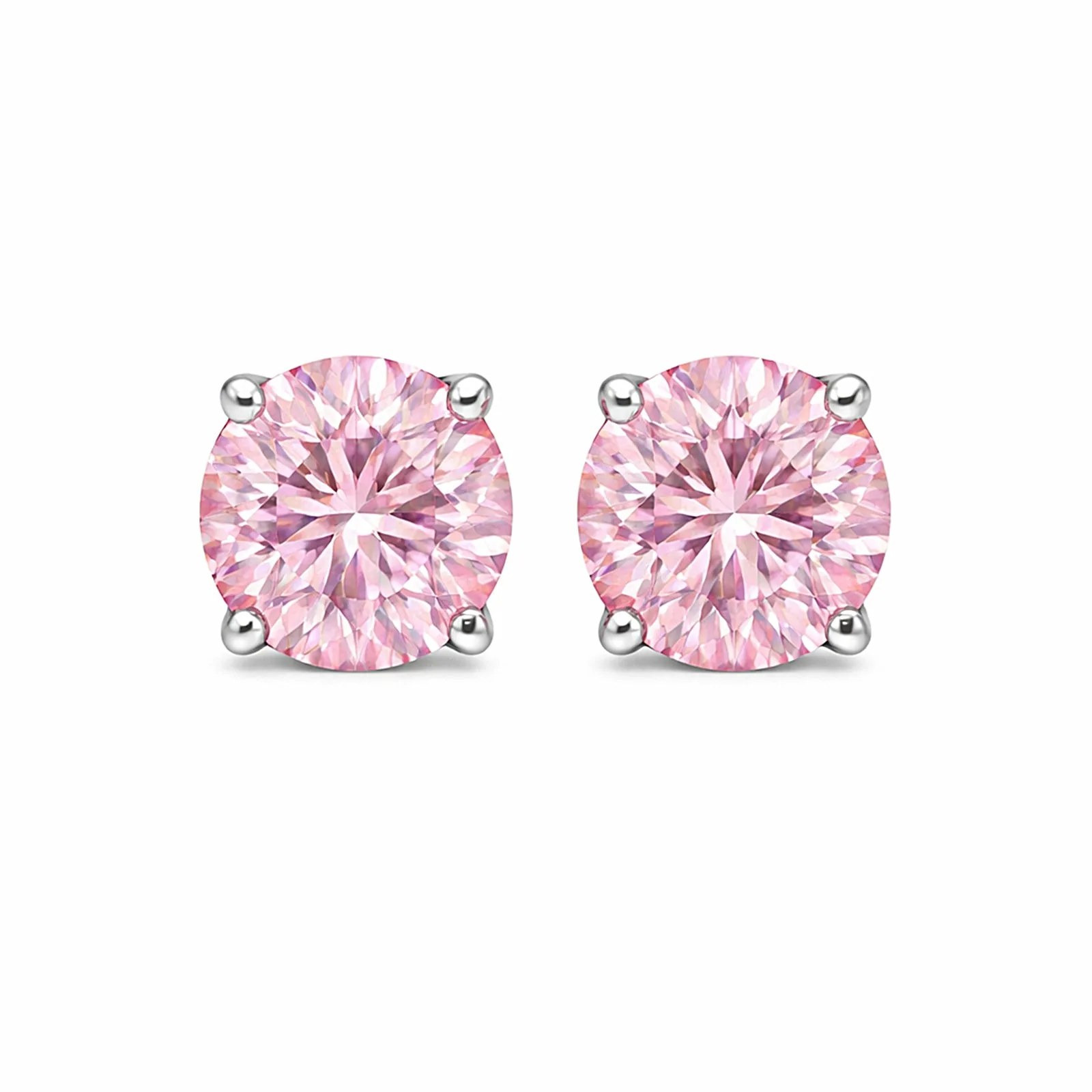 2.60 ct DEW Pink Moissanite Stud Earrings in Gold Vermeil