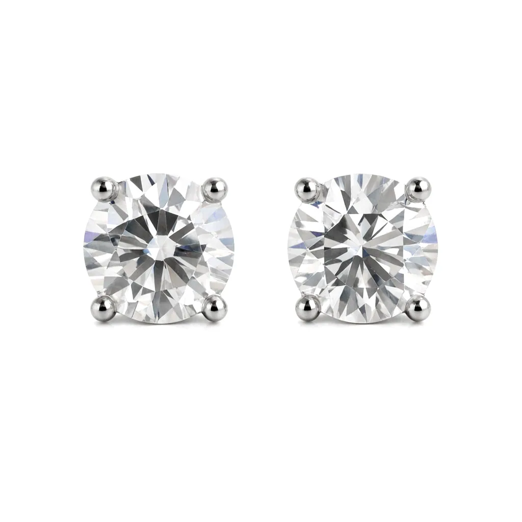 2.90 Ct Round Cut Moissanite Stud Earrings — VS1 Clarity, 18k Gold Vermeil