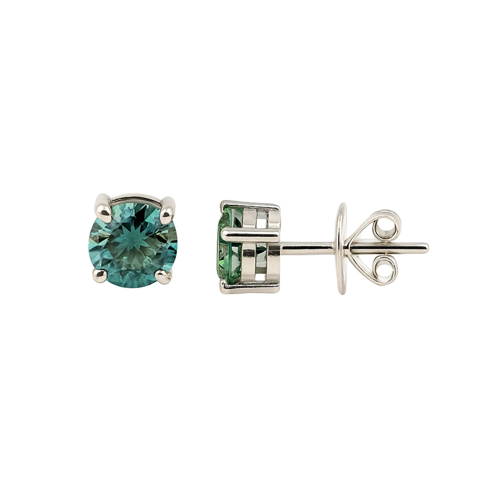 4.00 ct DEW Blue Moissanite Stud Earrings in Gold Vermeil