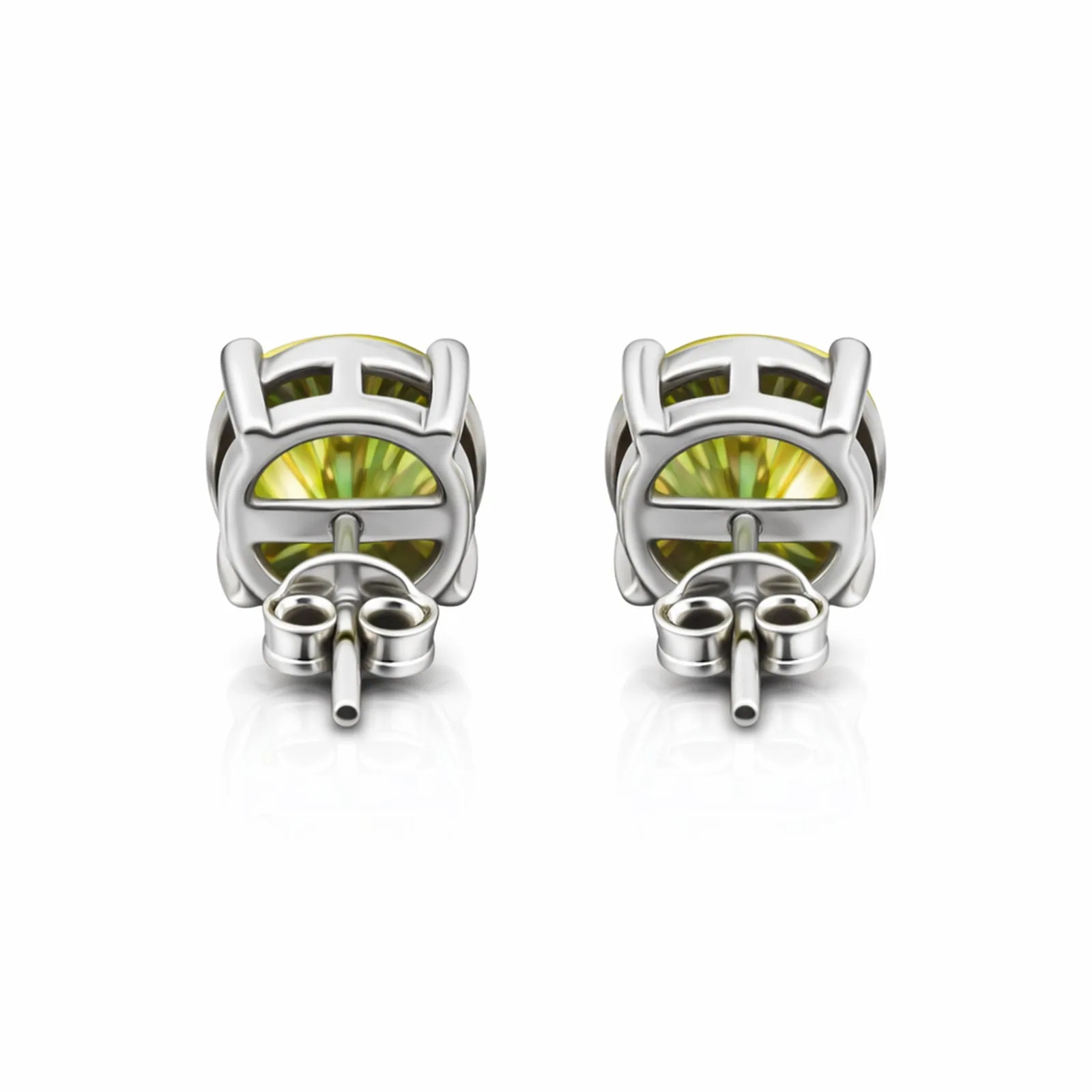 10.00 ct DEW Champagne Moissanite Stud Earrings Gold Vermeil – Statement Jewelry - view 3