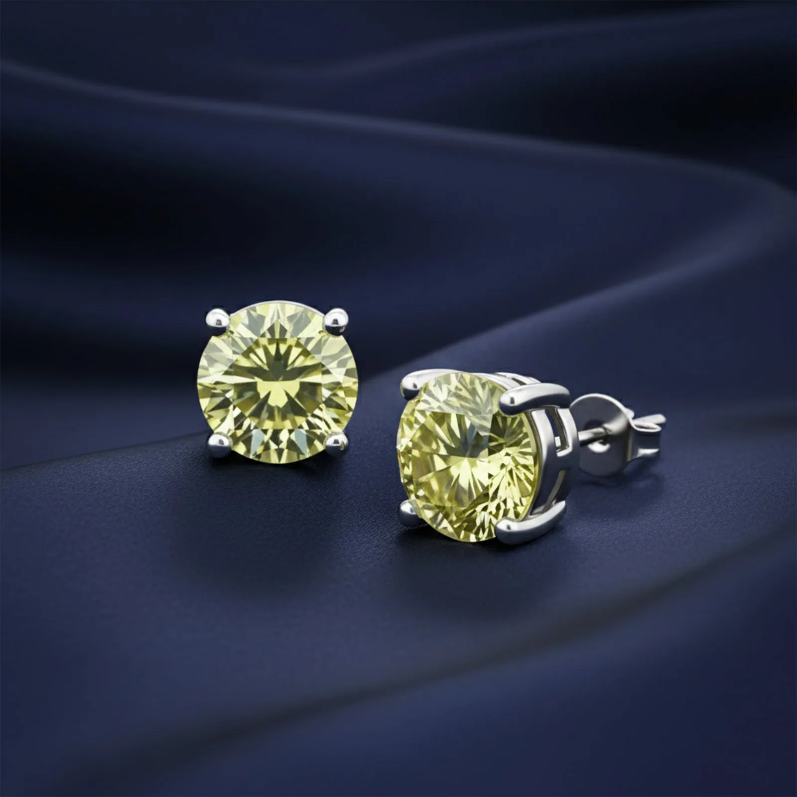 10.00 ct DEW Champagne Moissanite Stud Earrings Gold Vermeil – Statement Jewelry - view 4