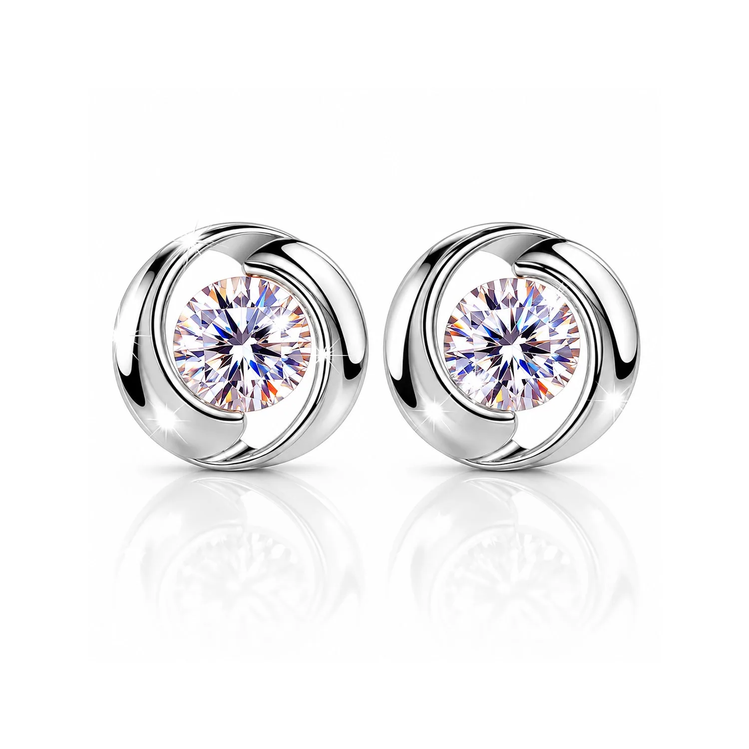 6.40 ct DEW Round White Moissanite Stud Earrings Gold Vermeil – Party Wear Gift