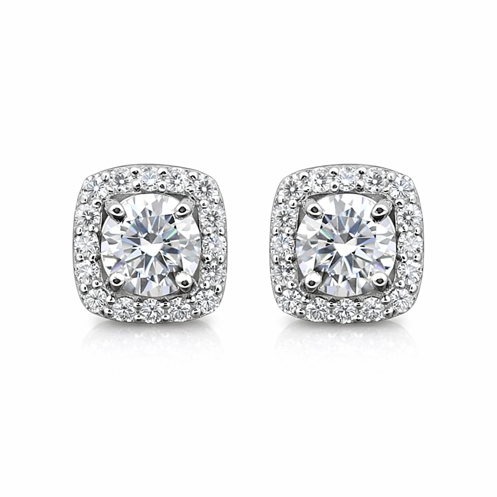 6.80 ct DEW Round White Moissanite Stud Earrings Gold Vermeil – Sparkle This July