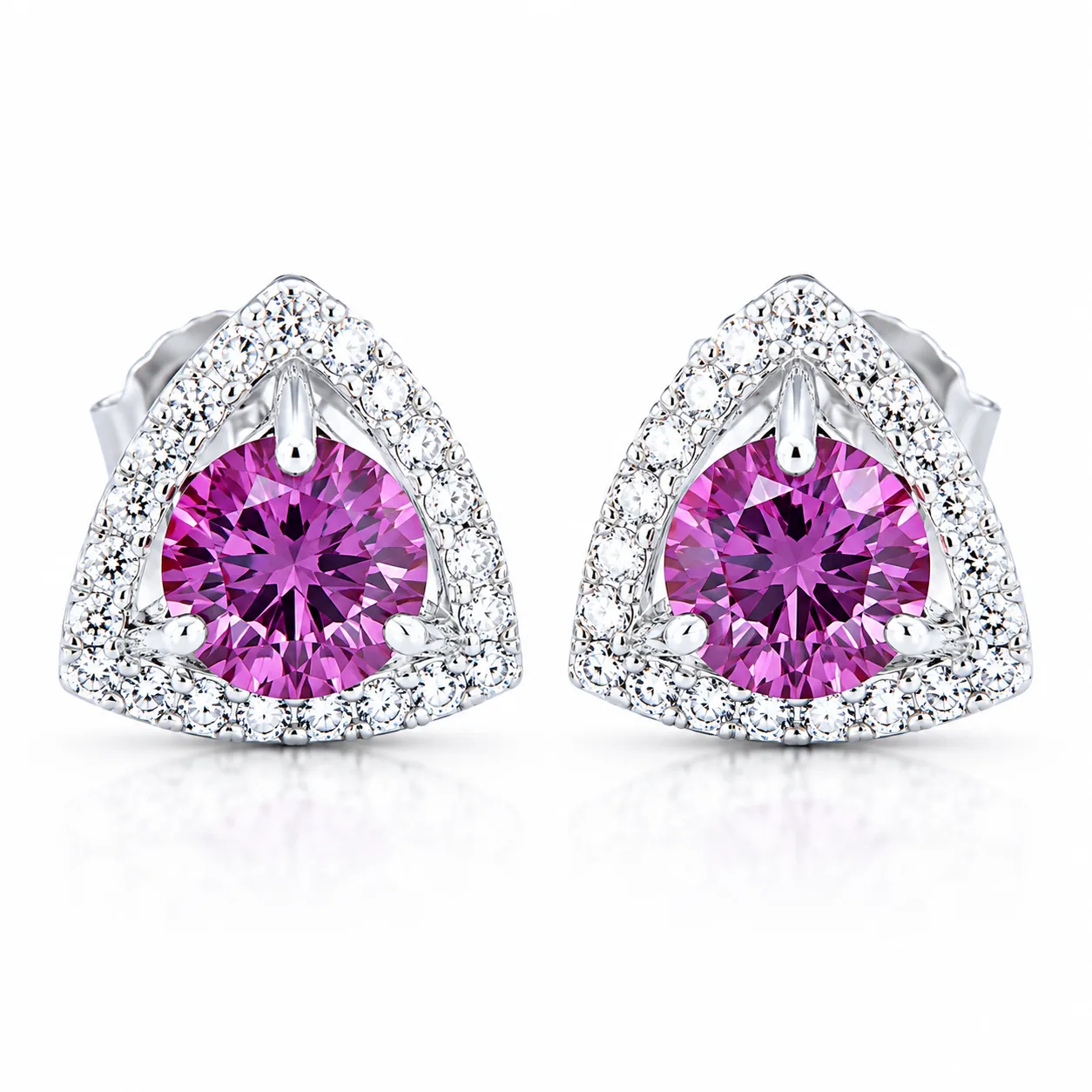 3.50 ct DEW Certified Pink Moissanite Earrings Gold Vermeil Birthday Jewelry Gift