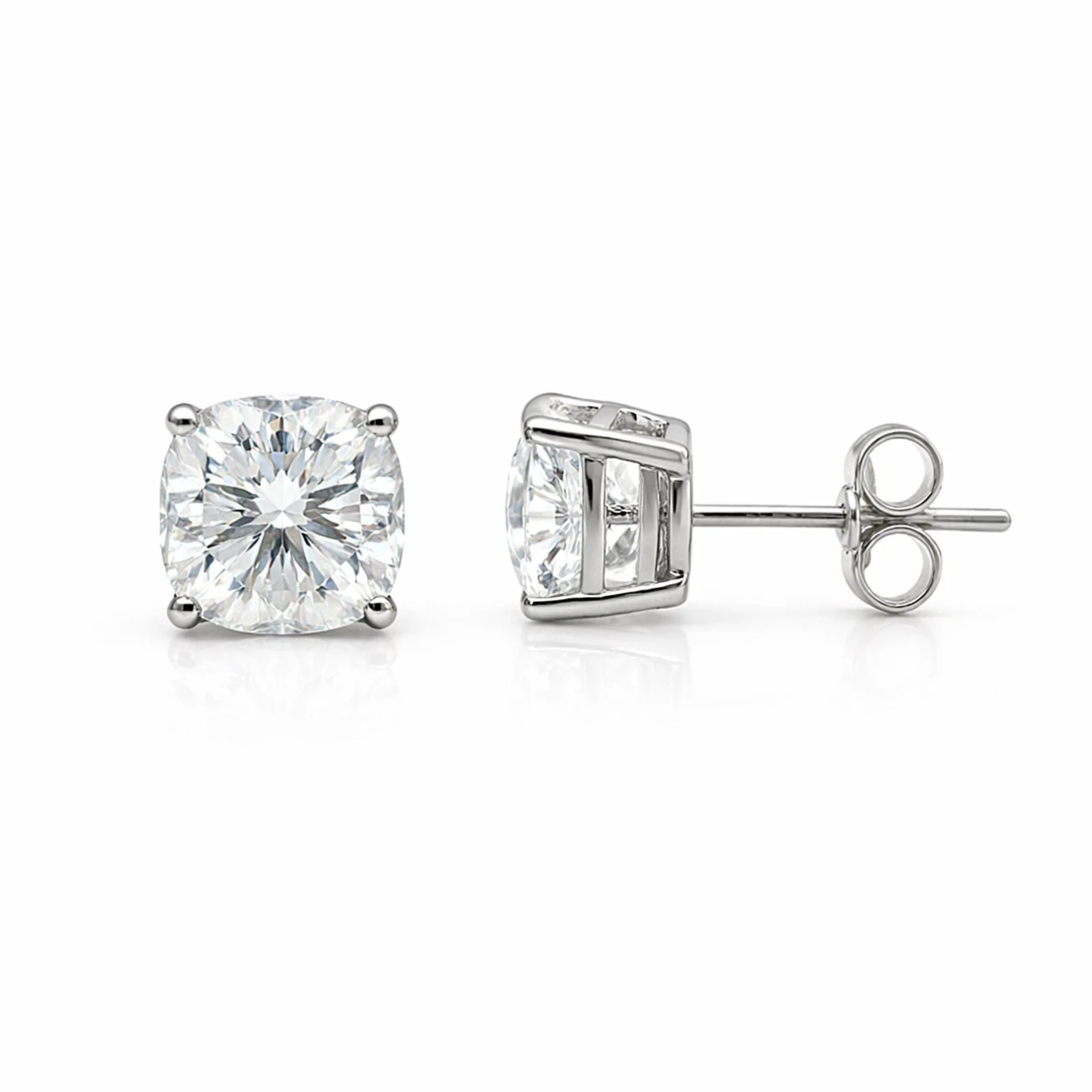 5 ct DEW Cushion Cut Off-White Moissanite Stud Earrings in Gold Vermeil