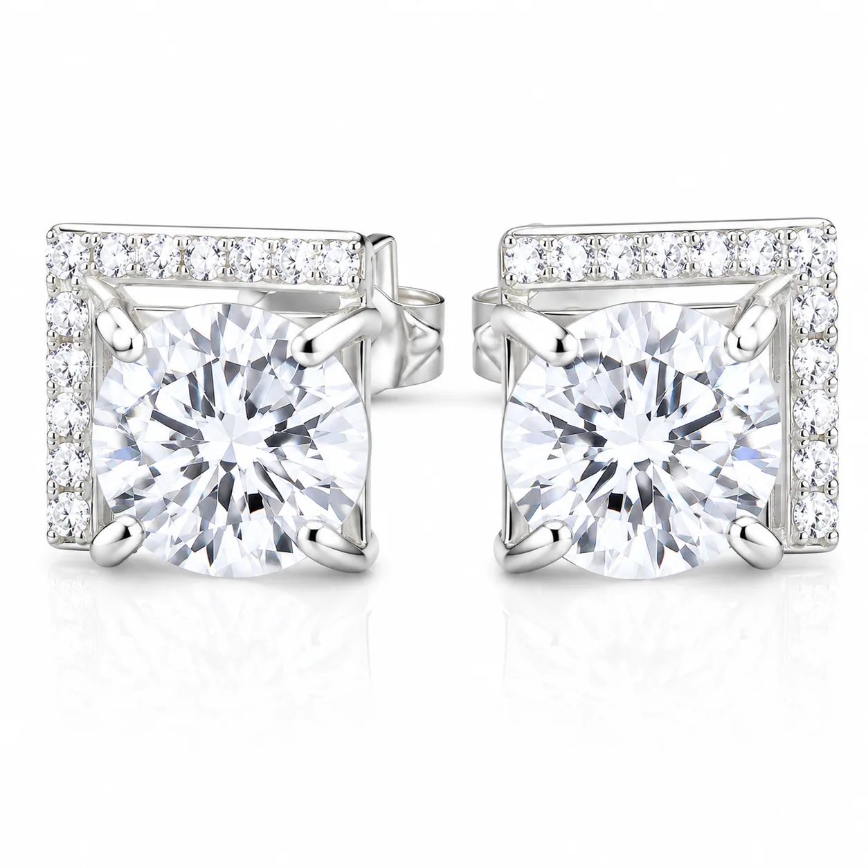 6.00 ct DEW Round White Moissanite Stud Earrings Gold Vermeil – Wedding Gift Pick