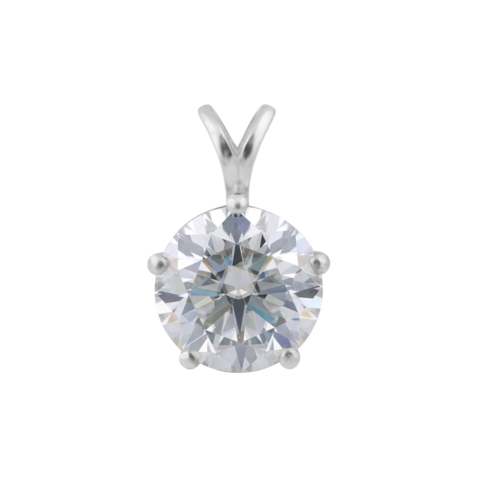 Certified 10 ct DEW White Moissanite Solitaire Pendant Vermeil 925 Silver Jewelry