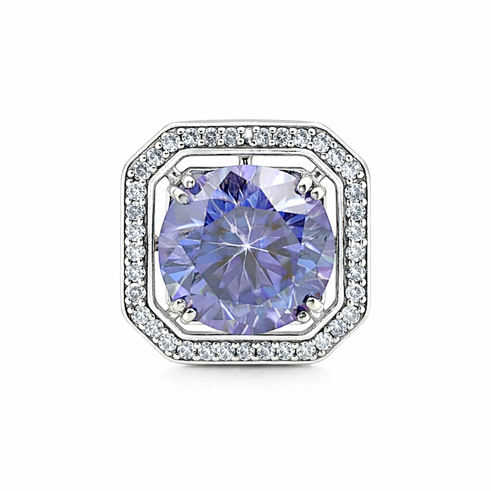 15.60 ct DEW Blue Moissanite Solitaire Pendant in Gold Vermeil Certified - view 4