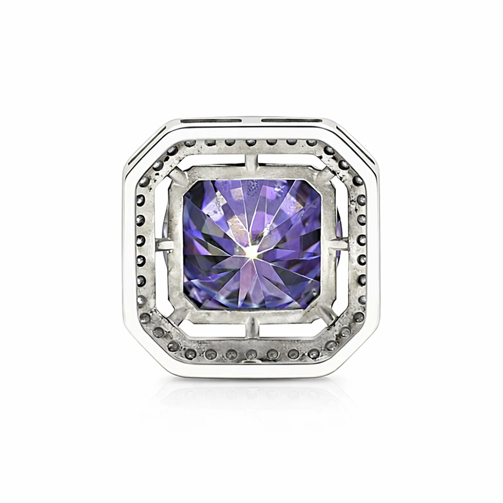 15.60 ct DEW Blue Moissanite Solitaire Pendant in Gold Vermeil Certified - view 5