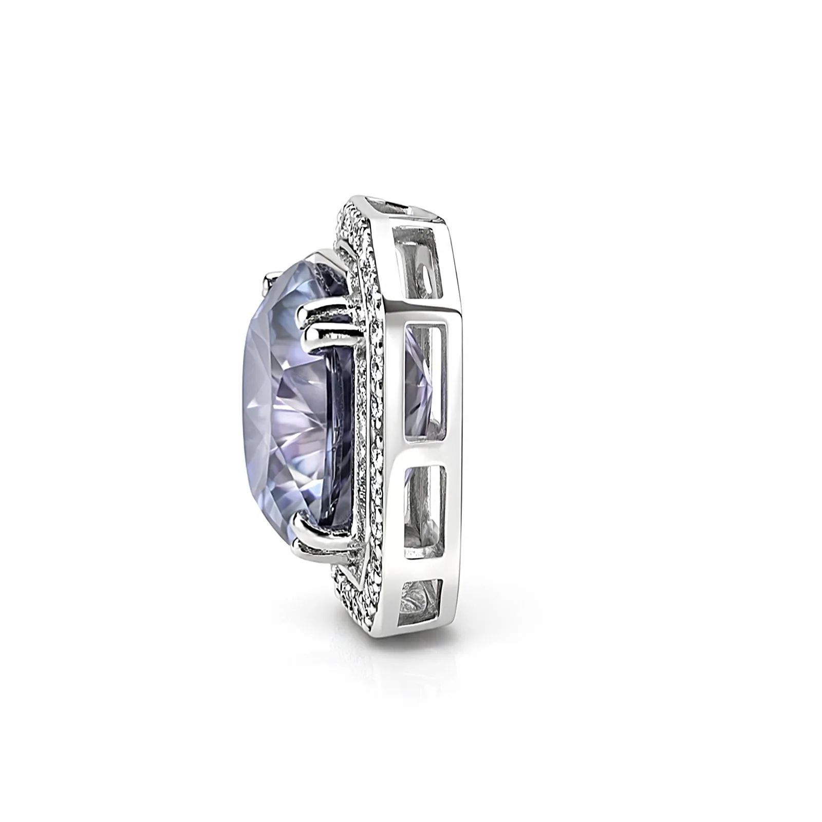 15.60 ct DEW Blue Moissanite Solitaire Pendant in Gold Vermeil Certified - view 6
