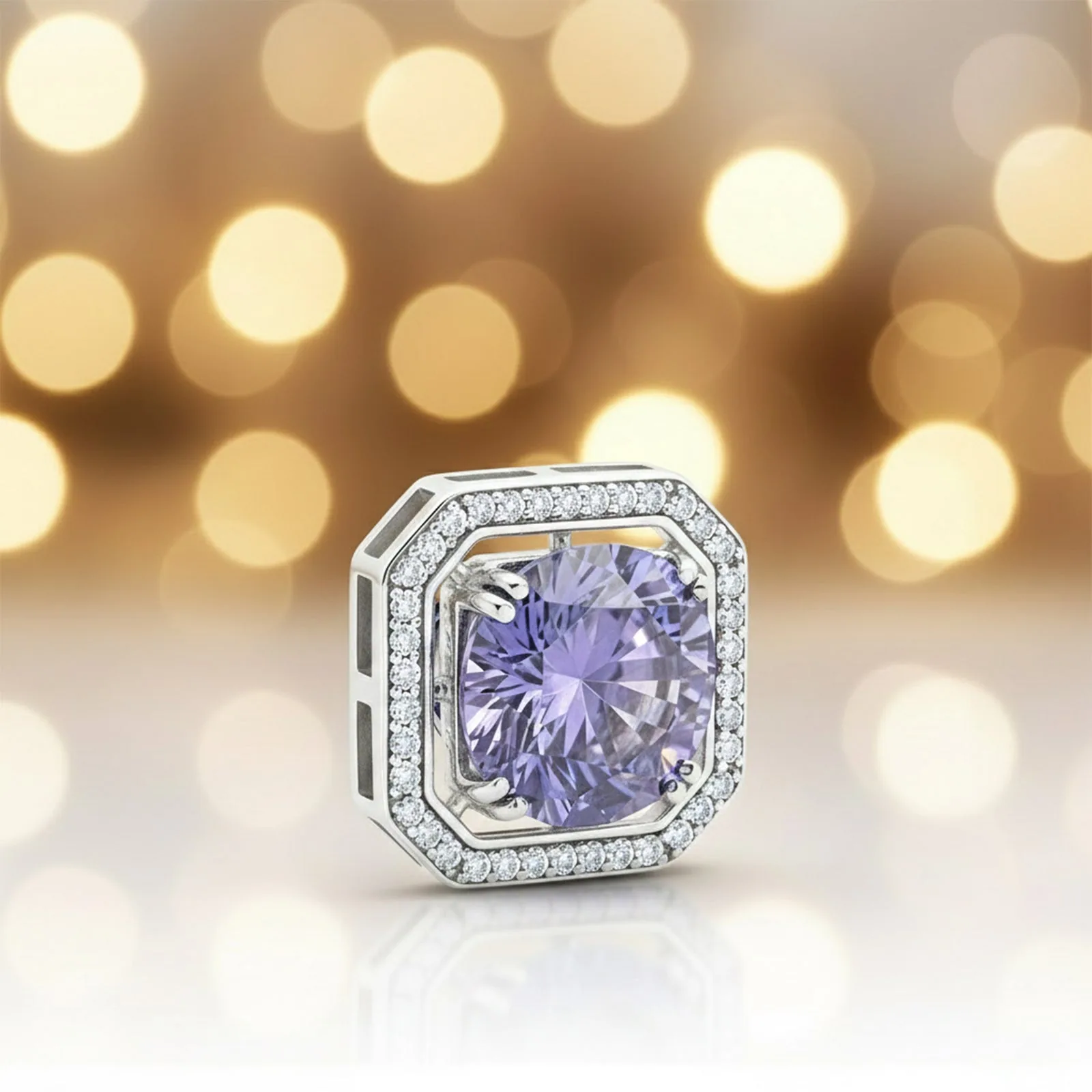 15.60 ct DEW Blue Moissanite Solitaire Pendant in Gold Vermeil Certified - view 2