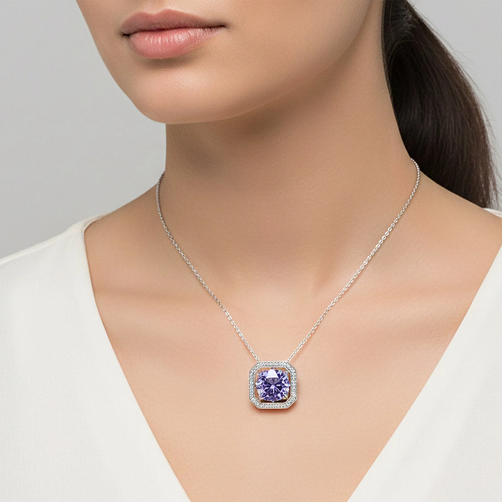 15.60 ct DEW Blue Moissanite Solitaire Pendant in Gold Vermeil Certified - view 3