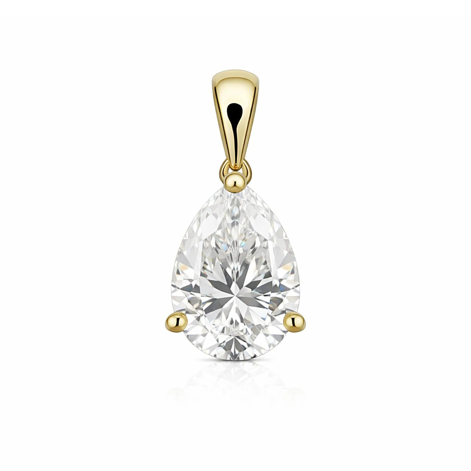 4.85 ct DEW Pear Cut White Moissanite Solitaire Pendant Vermeil 925 Silver Jewelry