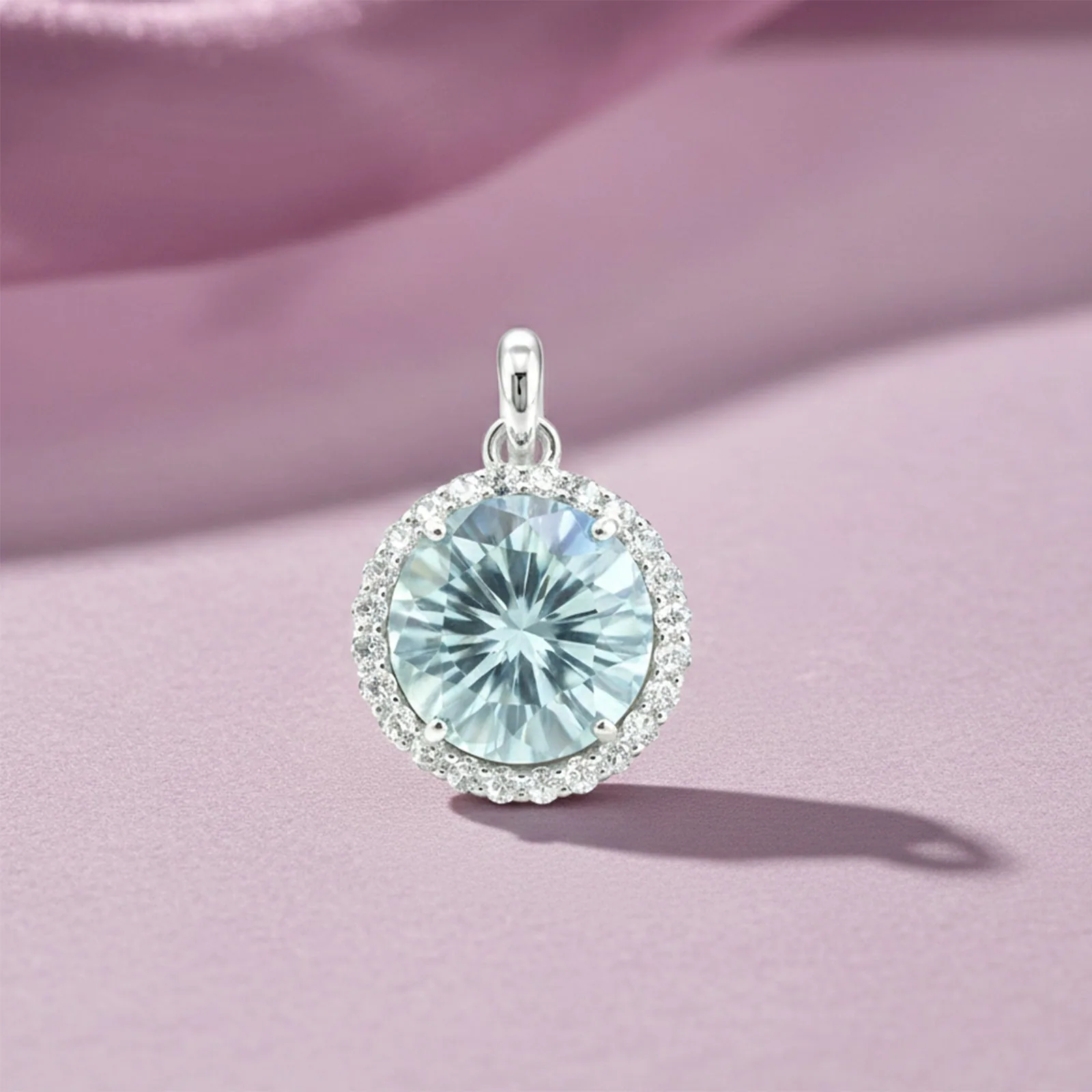 Moissanite 8.20 ct DEW Certified Blue Moisanite Solitaire Pendant in Gold Vermeil Jewelry Gift - view 3