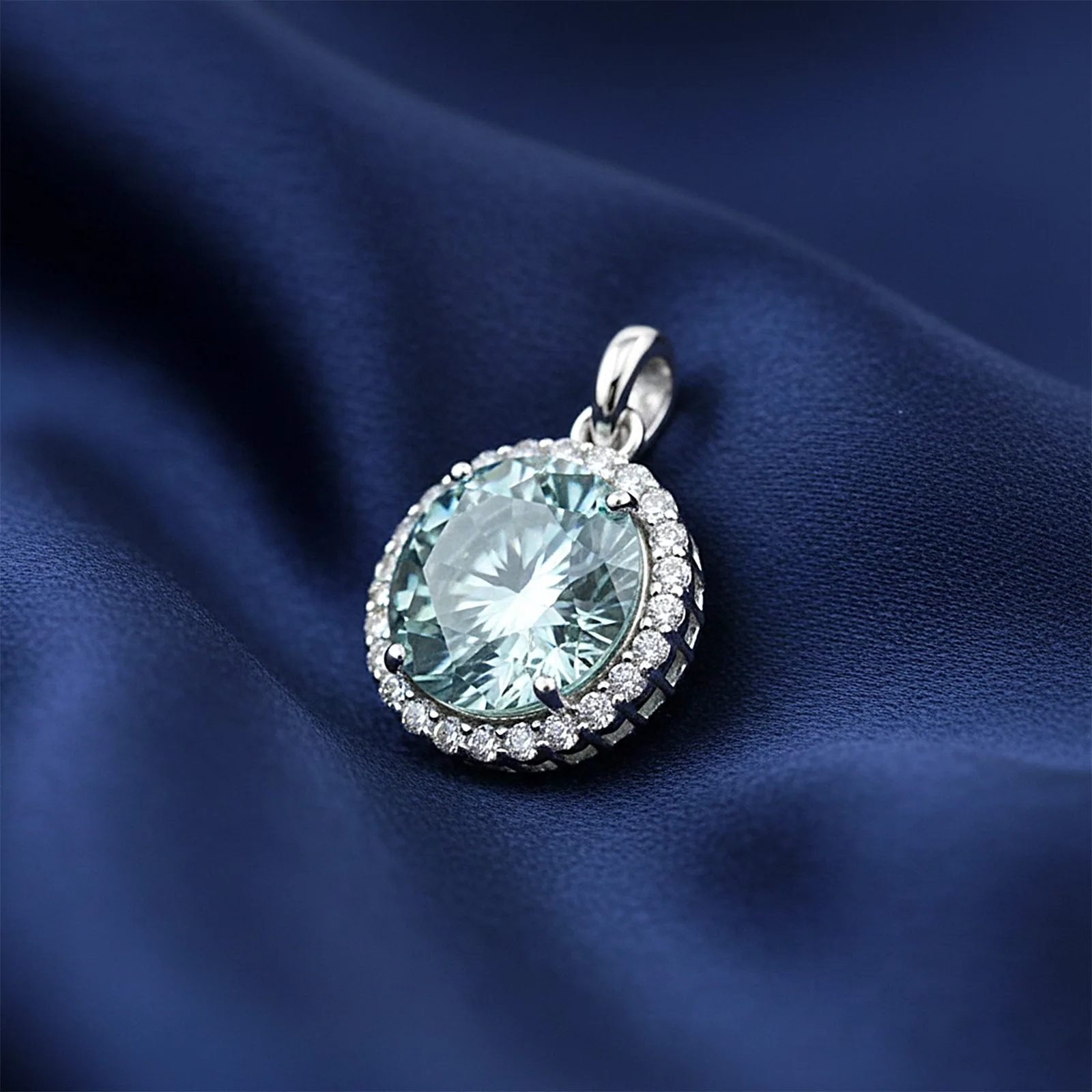 Moissanite 8.20 ct DEW Certified Blue Moisanite Solitaire Pendant in Gold Vermeil Jewelry Gift - view 4
