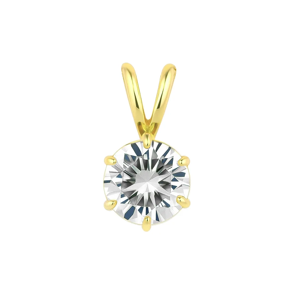 5.75 ct DEW Champagne Moissanite Solitaire Pendant in Gold Vermeil Gift for Women