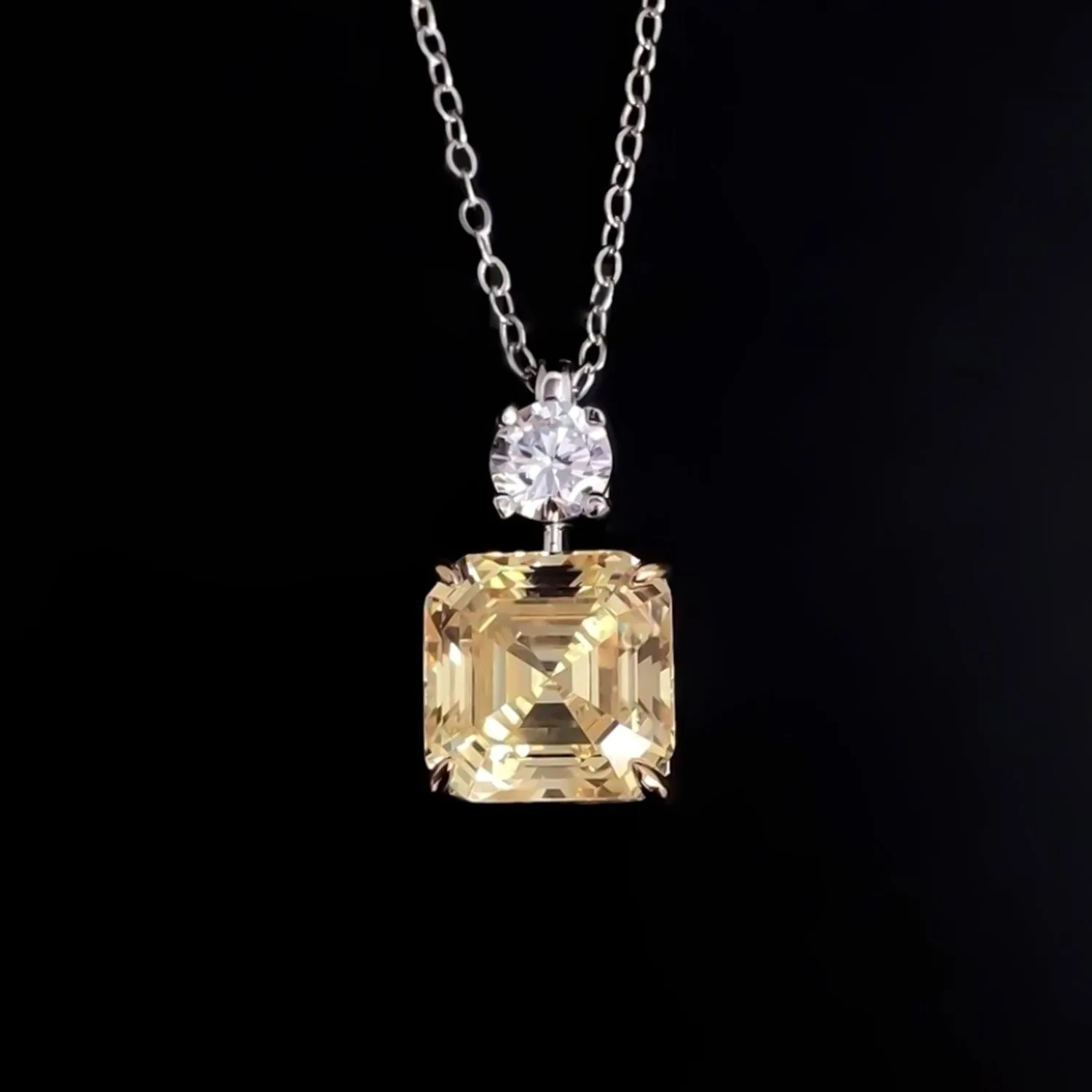 5.00 ct DEW Champagne Moissanite Solitaire Pendant in Gold Vermeil - view 3
