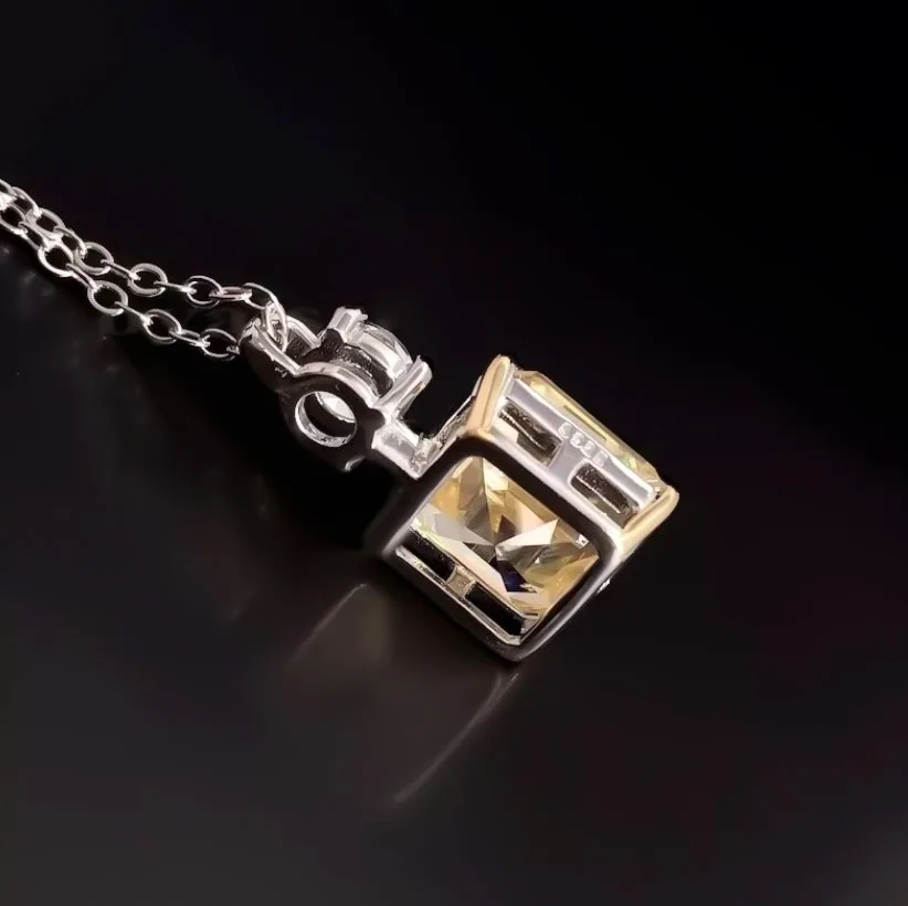 5.00 ct DEW Champagne Moissanite Solitaire Pendant in Gold Vermeil - view 5