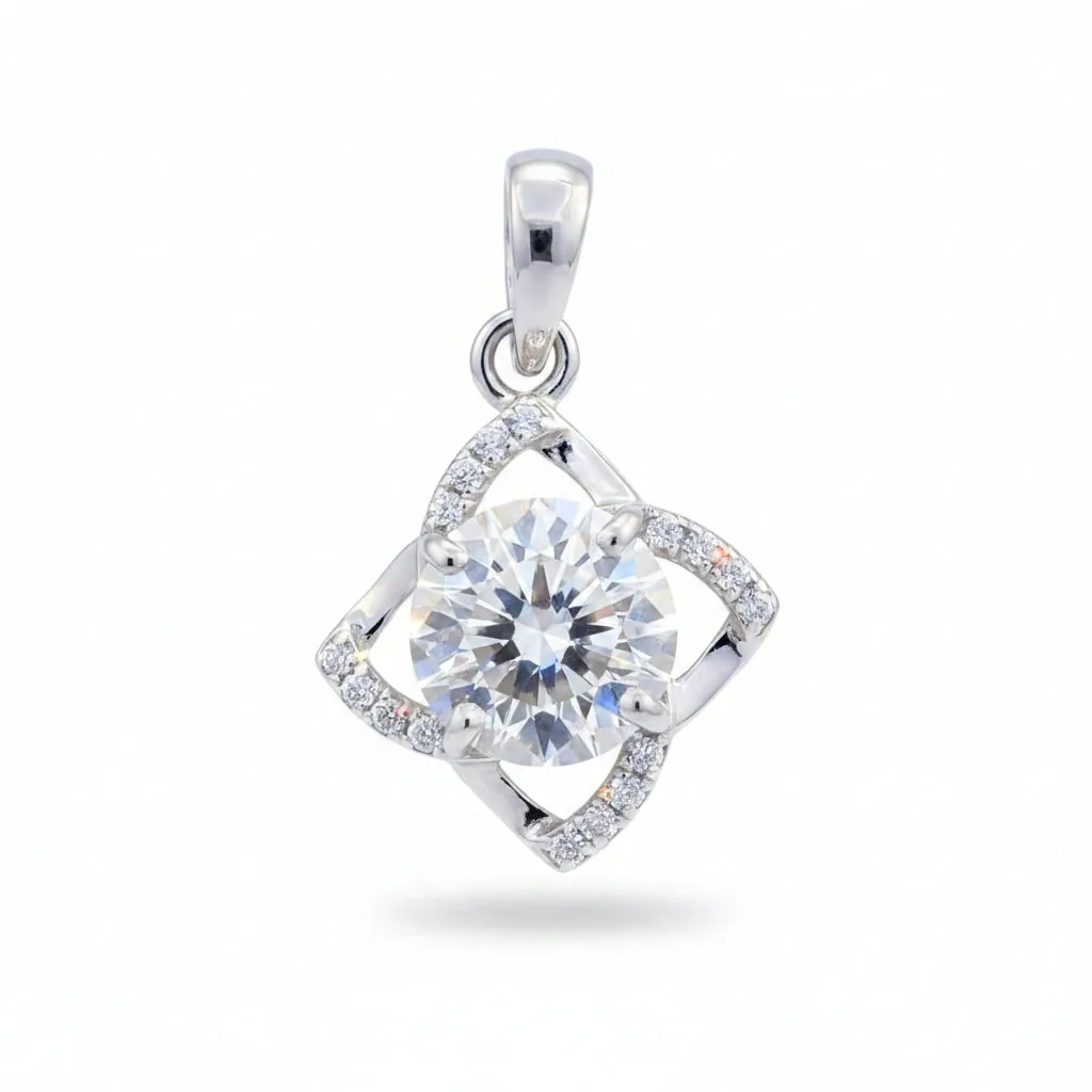 3.70 ct DEW Certified White Moissanite Pendant 18K Gold Plated